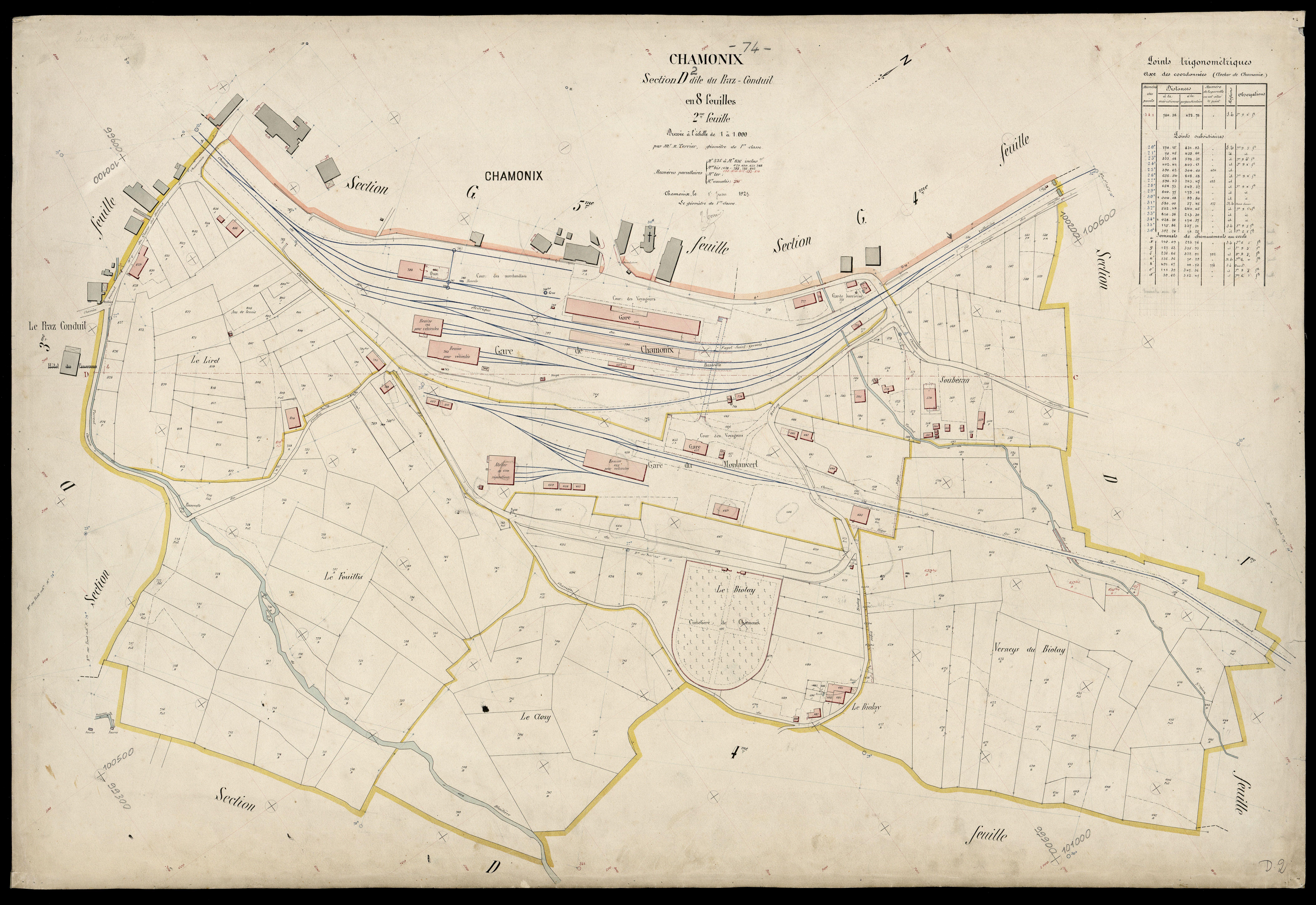 3 P 3 3254 - Feuille n° 3, parcelles n° 837 à 1430 - 1er juin 1923
