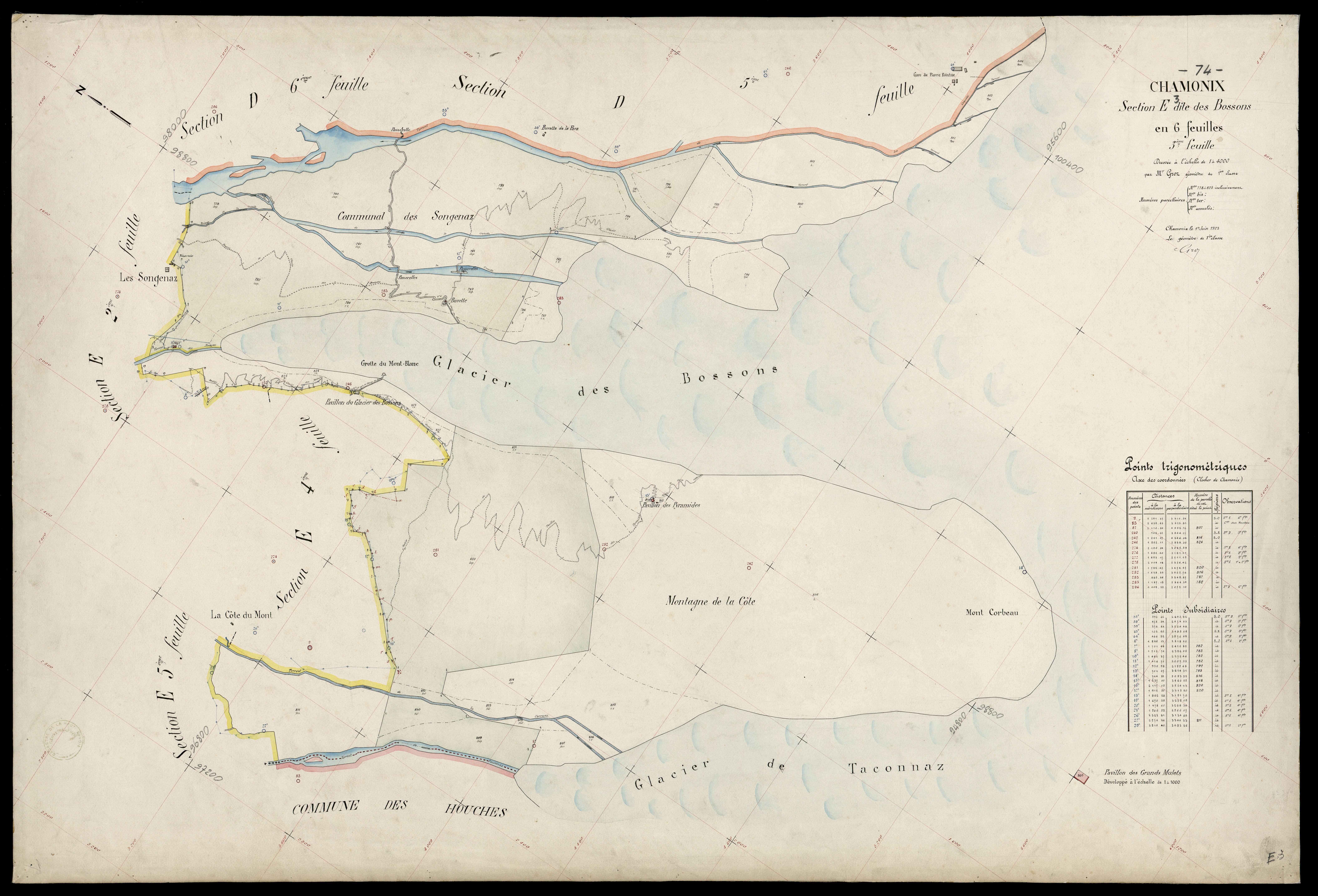 3 P 3 3263 - Feuille n° 4, parcelles n° 826 à 1228 - 1er juin 1923