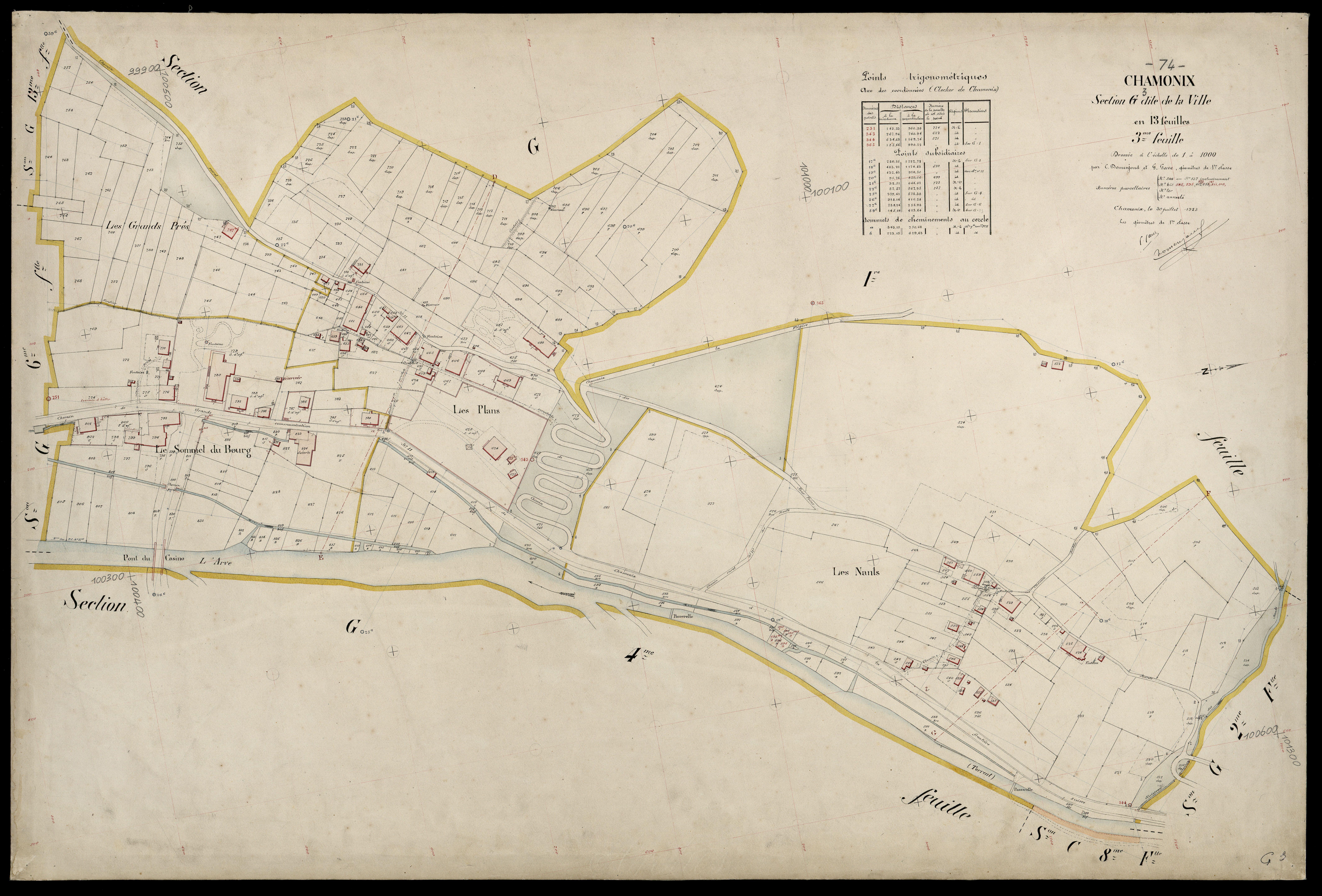 3 P 3 3273 - Feuille n° 4, parcelles n° 838 à 1139 - 30 juillet 1923