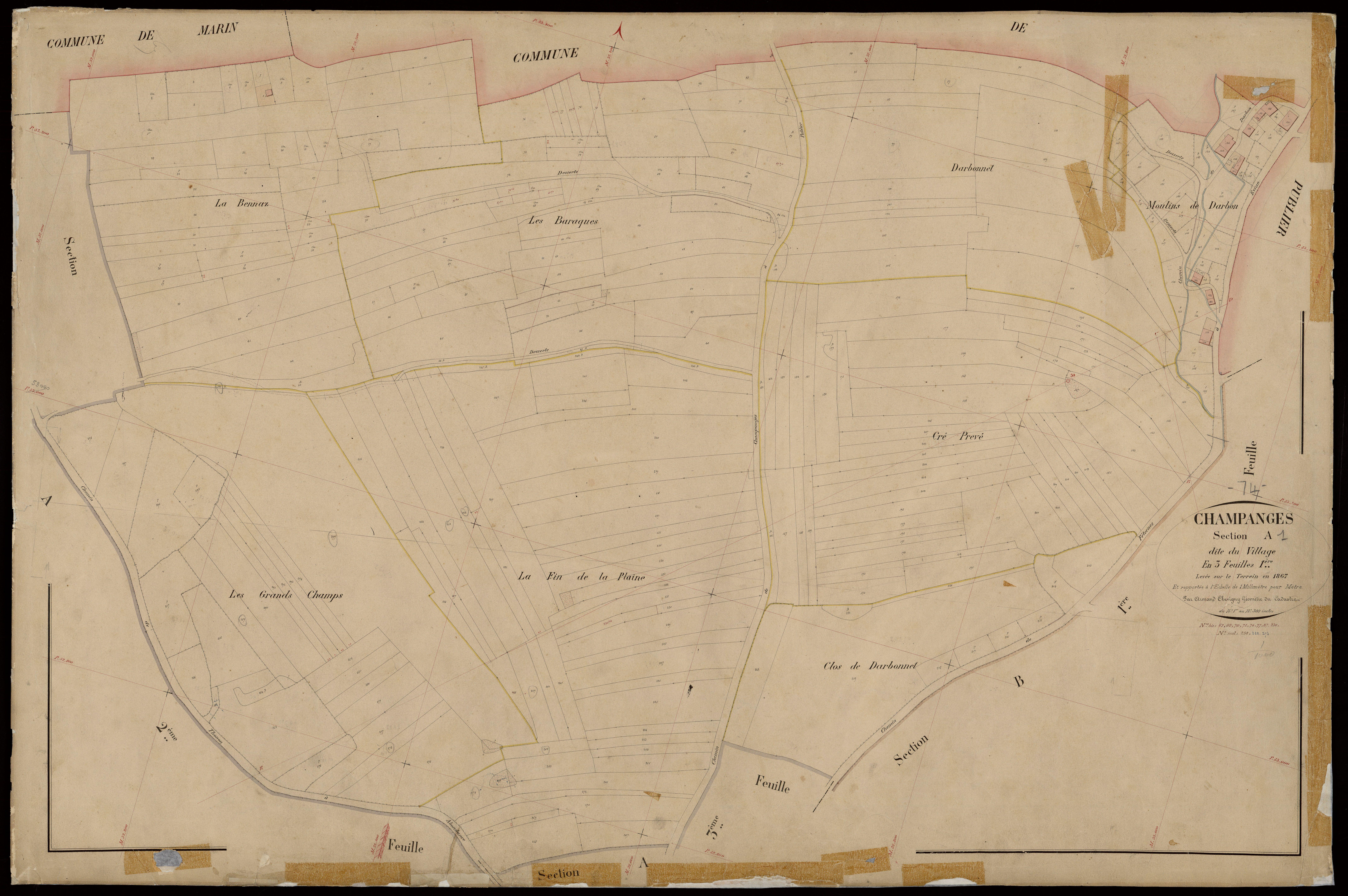 3 P 3 3285 - Feuille n° 2, parcelles n° 301 à 789 - 1867