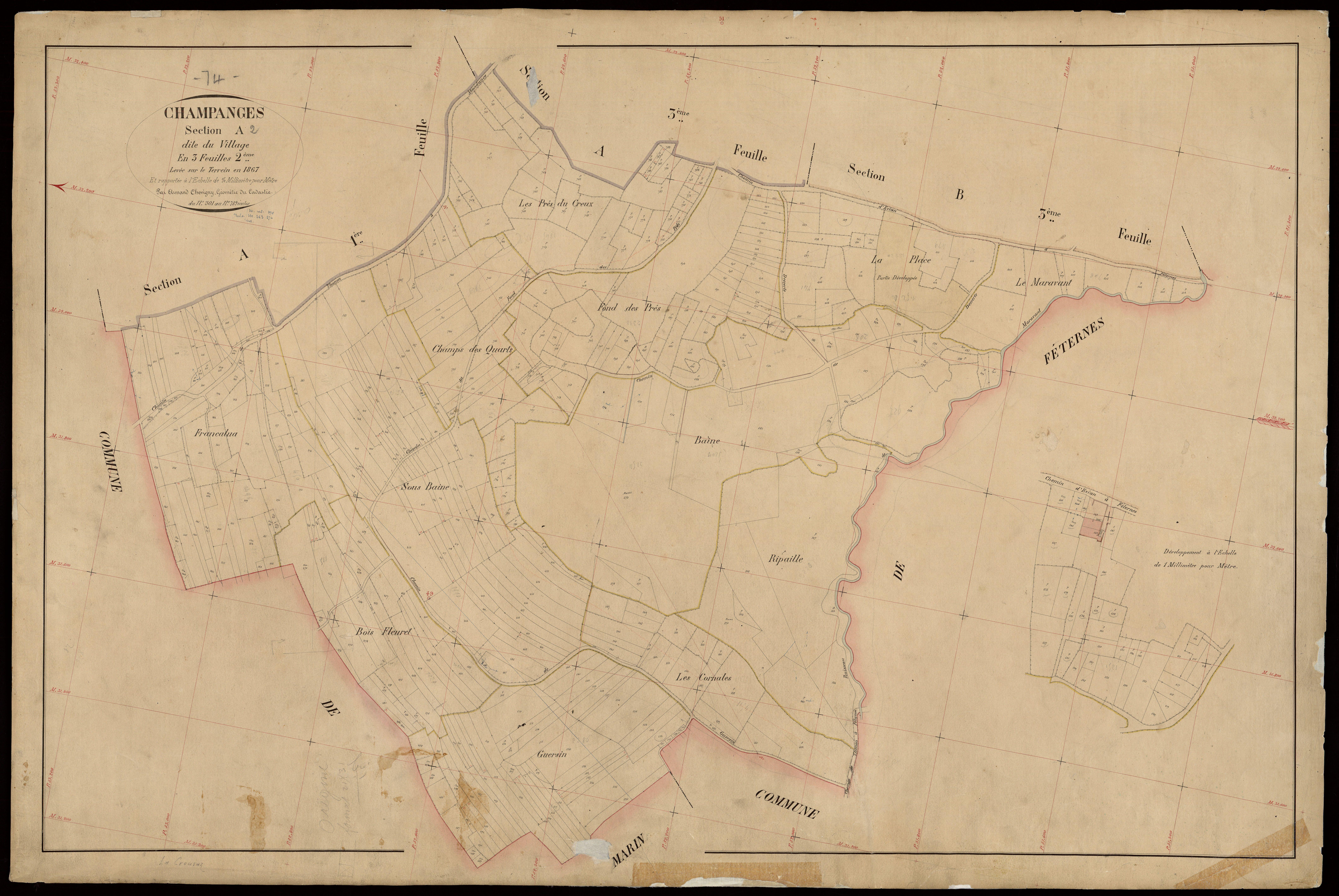 3 P 3 3286 - Feuille n° 3, parcelles n° 790 à 1124 - 1867