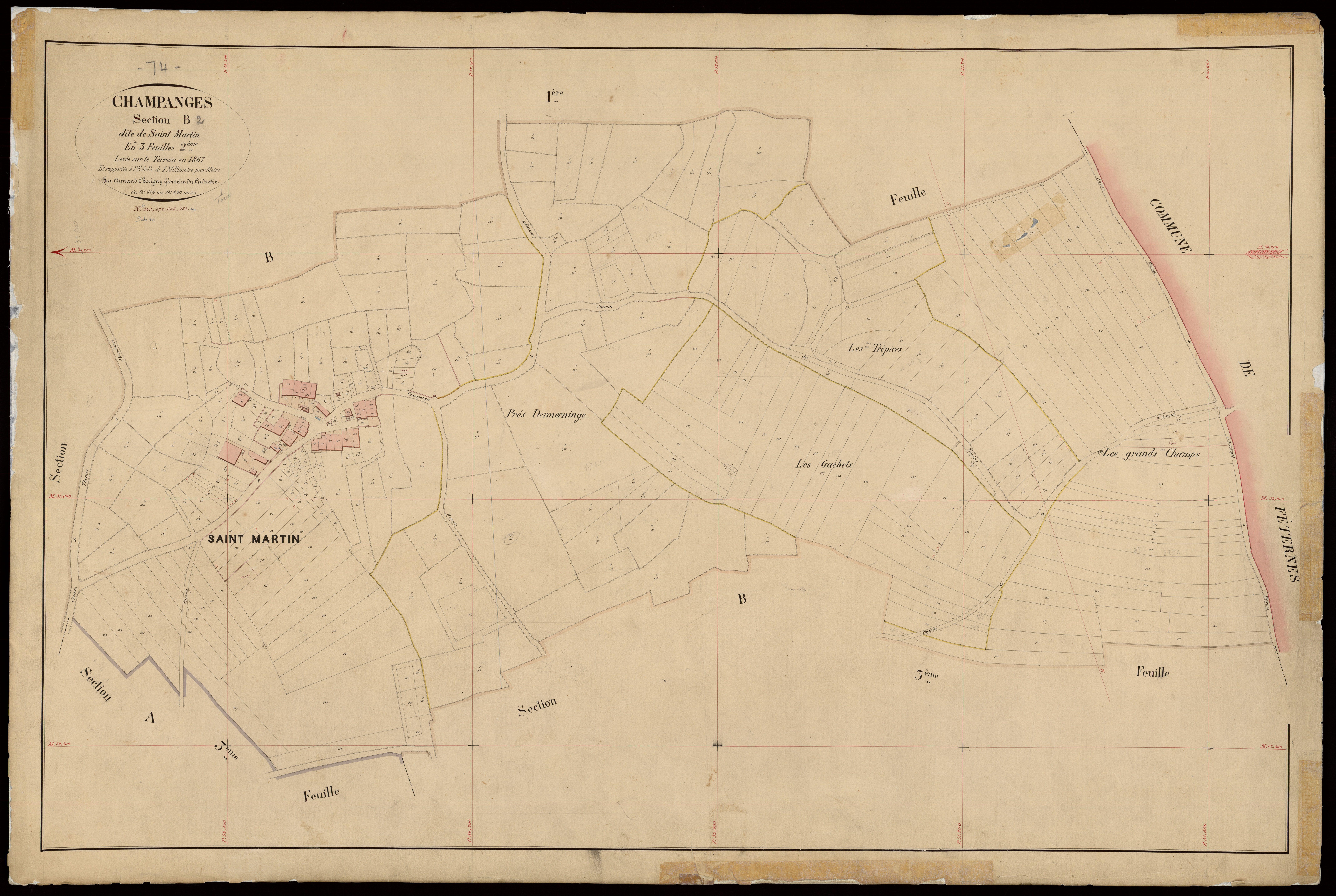 3 P 3 3289 - Feuille n° 3, parcelles n° 841 à 1024 - 1867