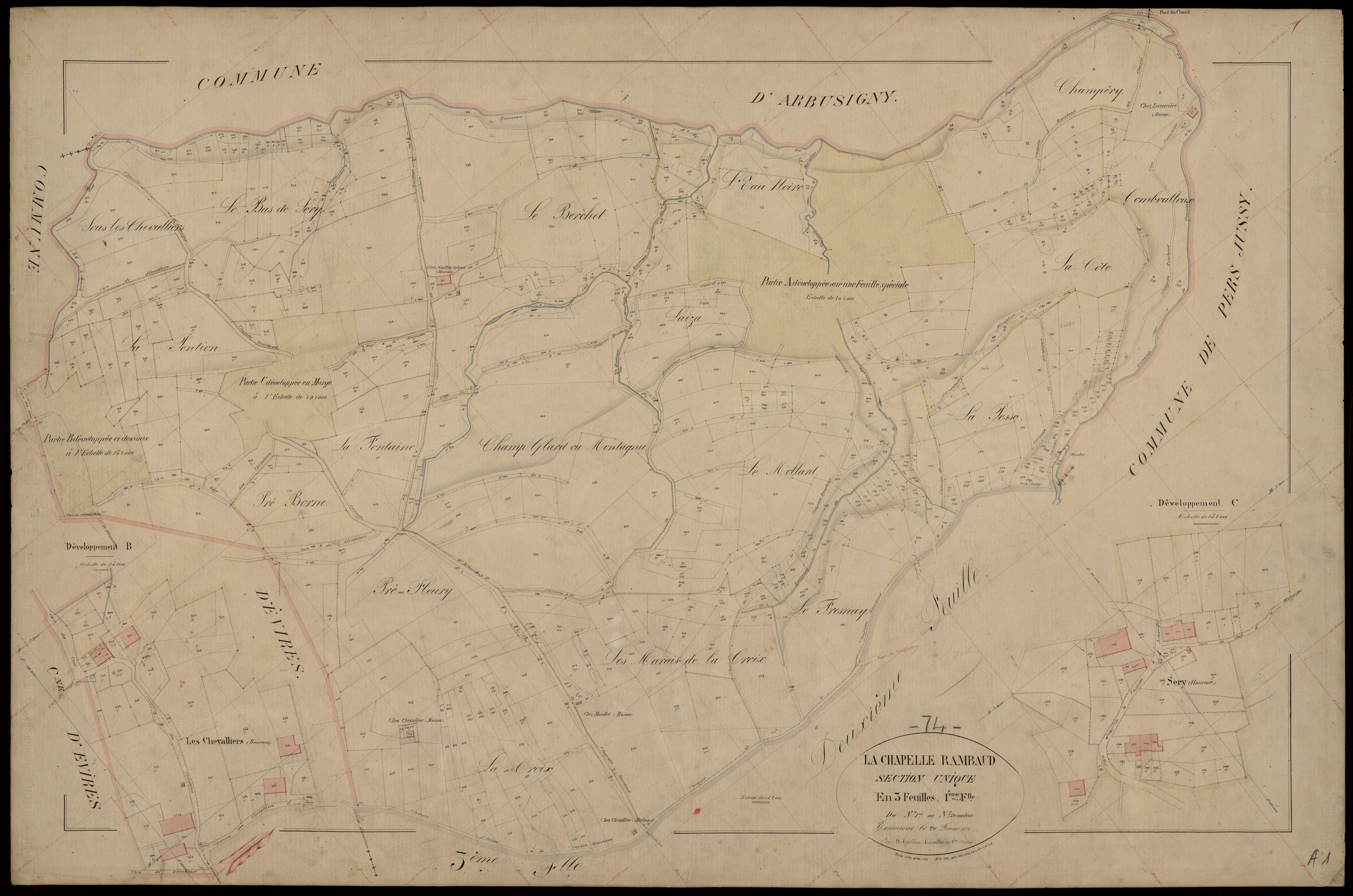 3 P 3 3322 - Feuille n° 2, parcelles n° 760 à 131 - 20 février 1870