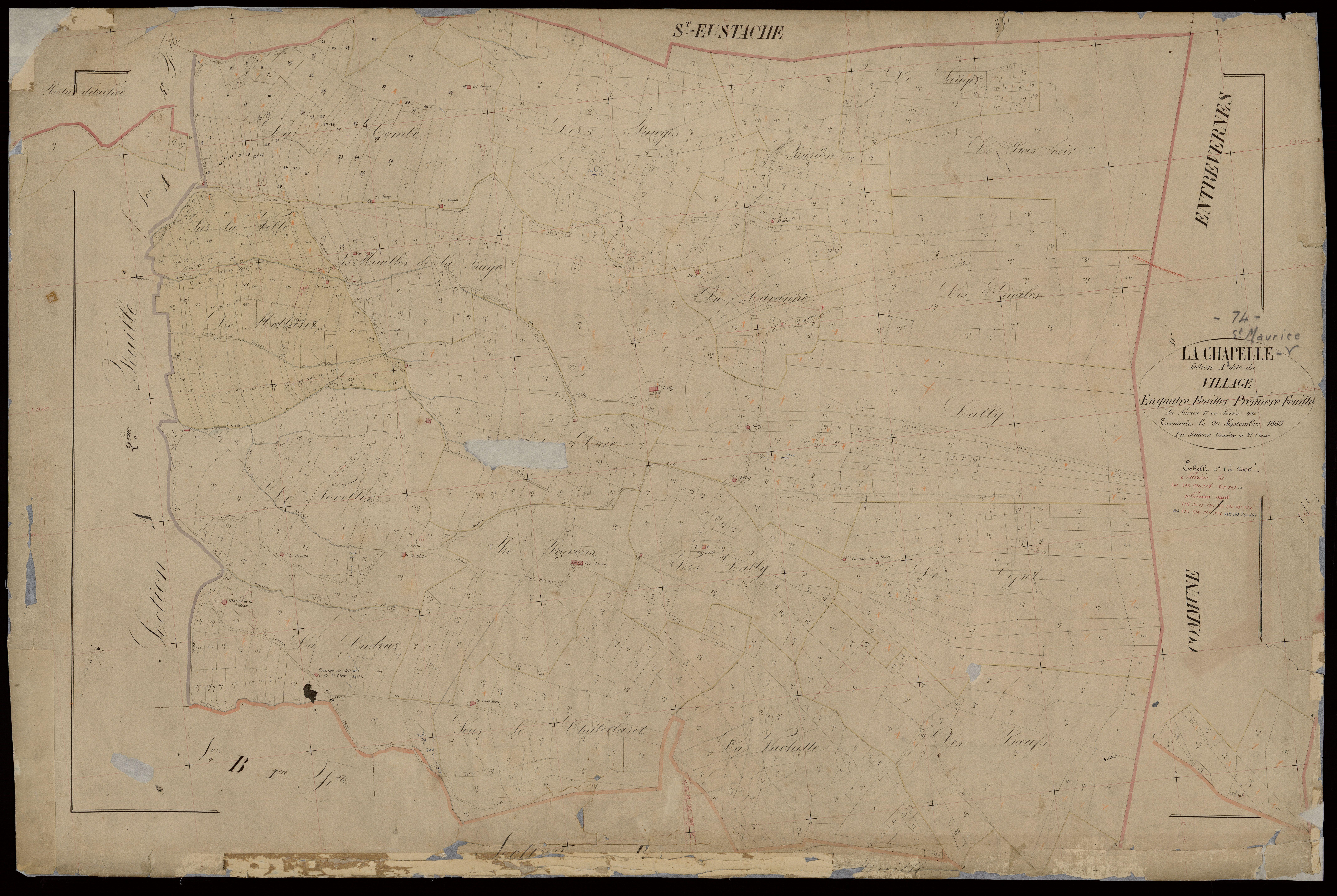3 P 3 3327 - Feuille n° 2, parcelles n° 941 à 1774 - 20 septembre 1866