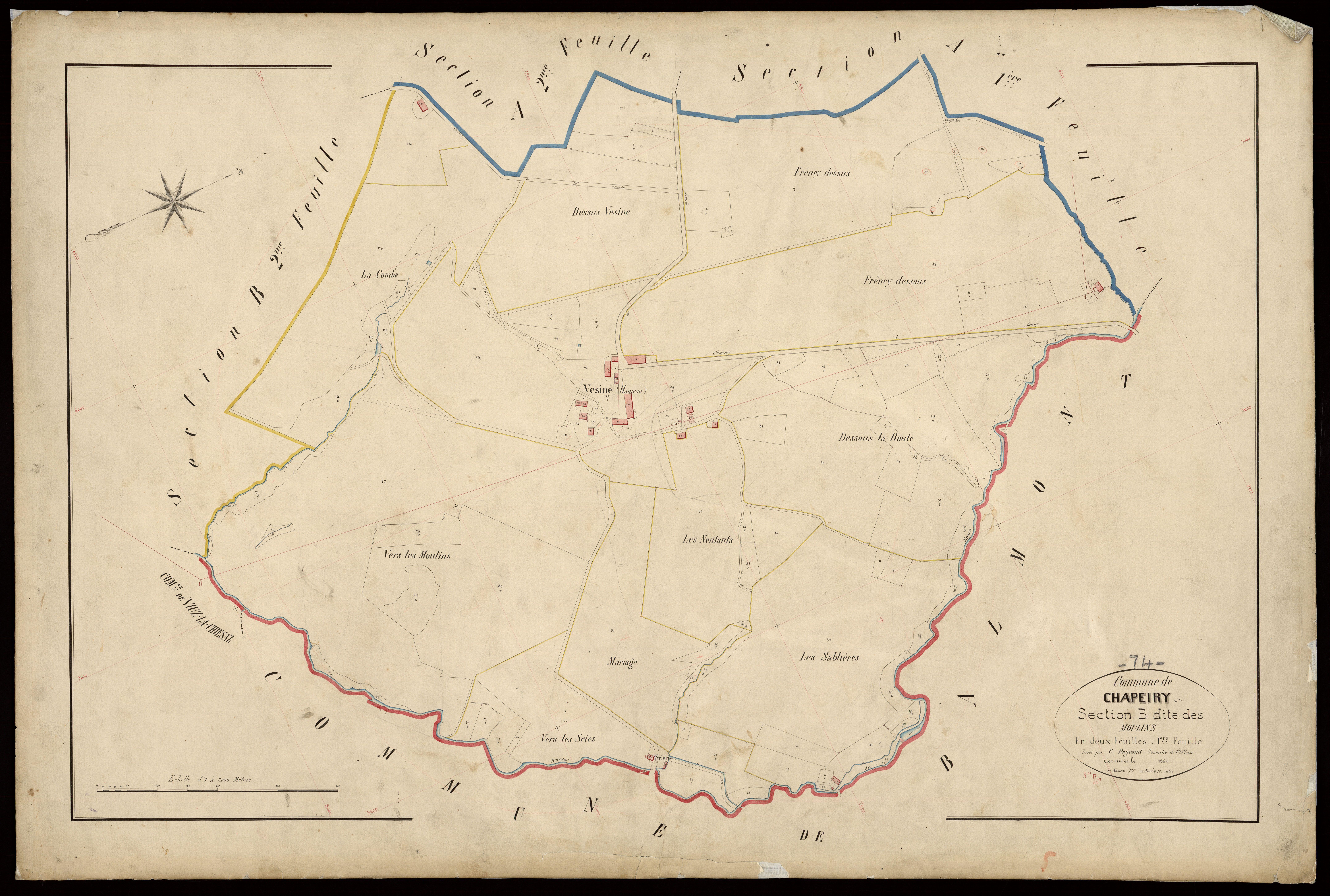 3 P 3 3295 - Feuille n° 2, parcelles n° 132 à 60 - 1864