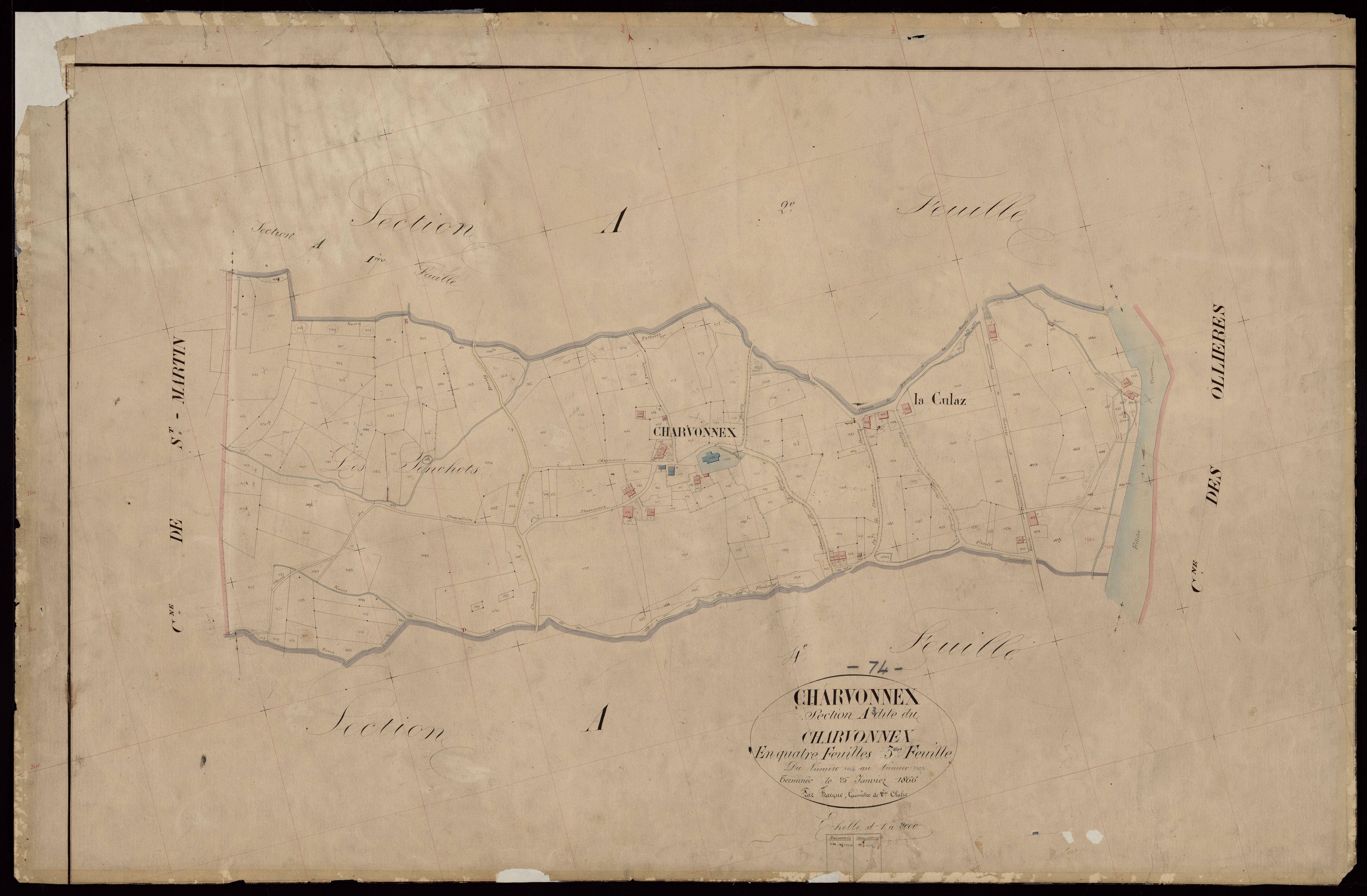 3 P 3 3337 - Feuille n° 4, parcelles n° 1274 à 172 - 25 janvier 1866