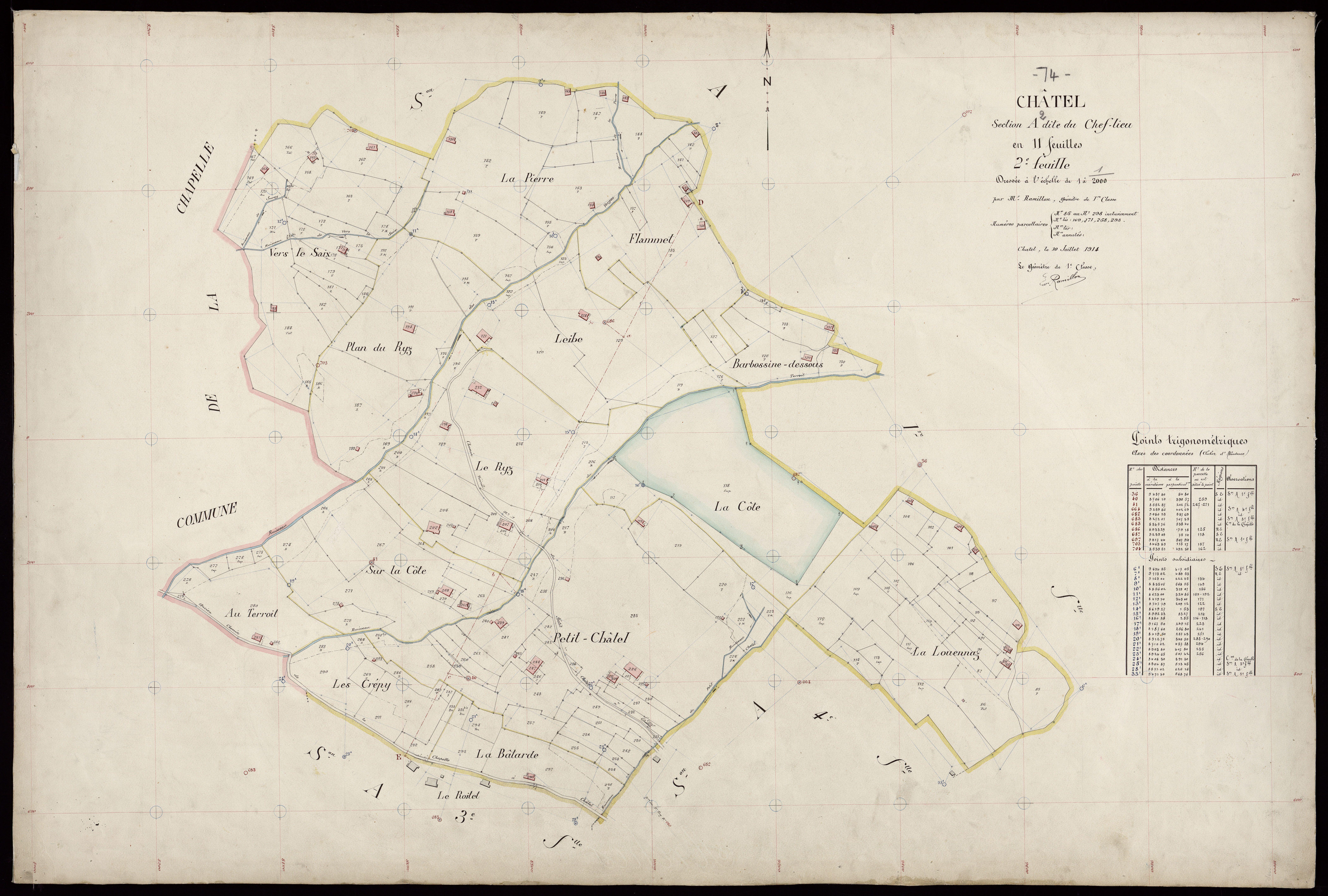 3 P 3 3341 - Feuille n° 3, parcelles n° 299 à 441 - 10 juillet 1914