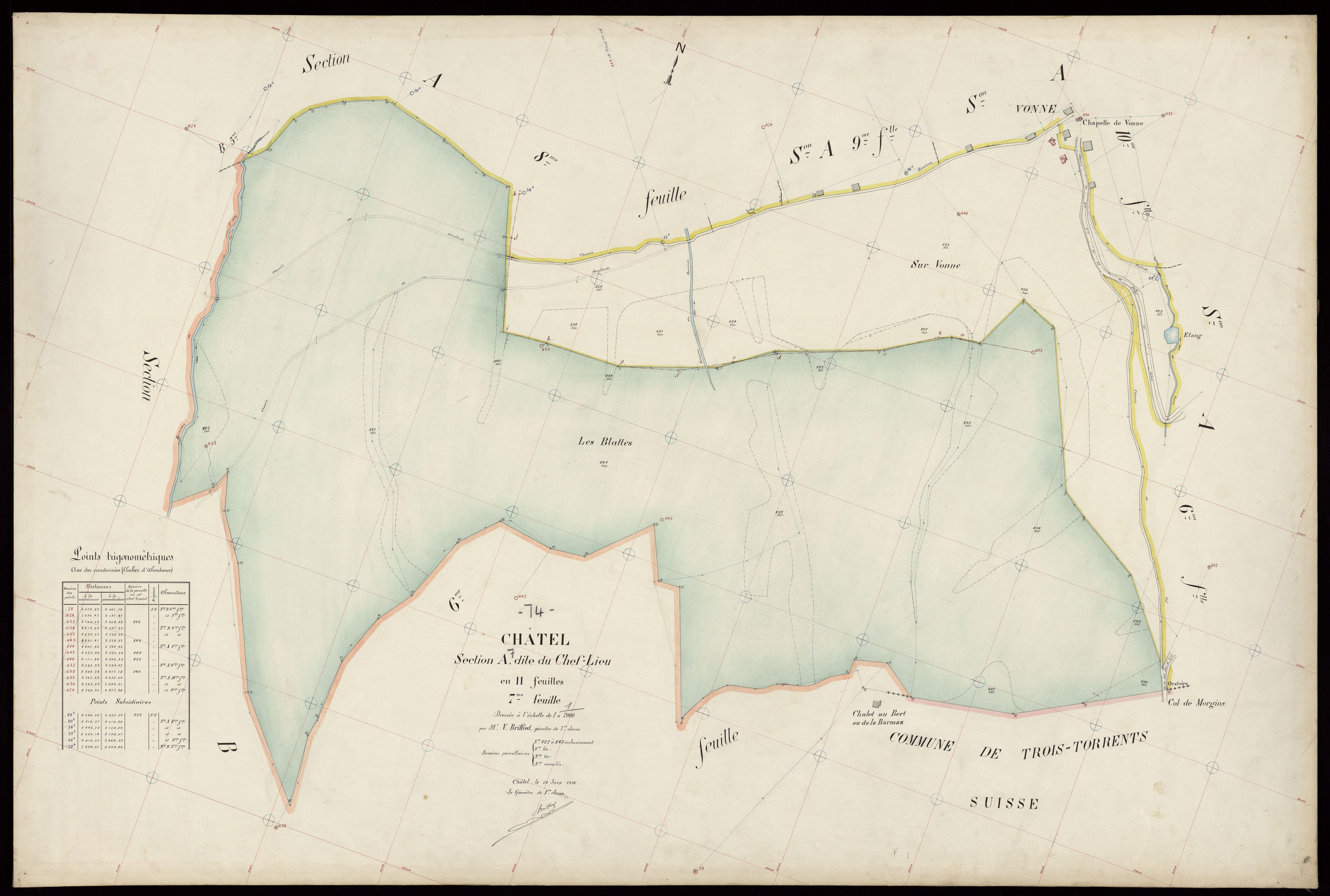 3 P 3 3346 - Feuille n° 8, parcelles n° 844 à 99 - 20 juin 1914