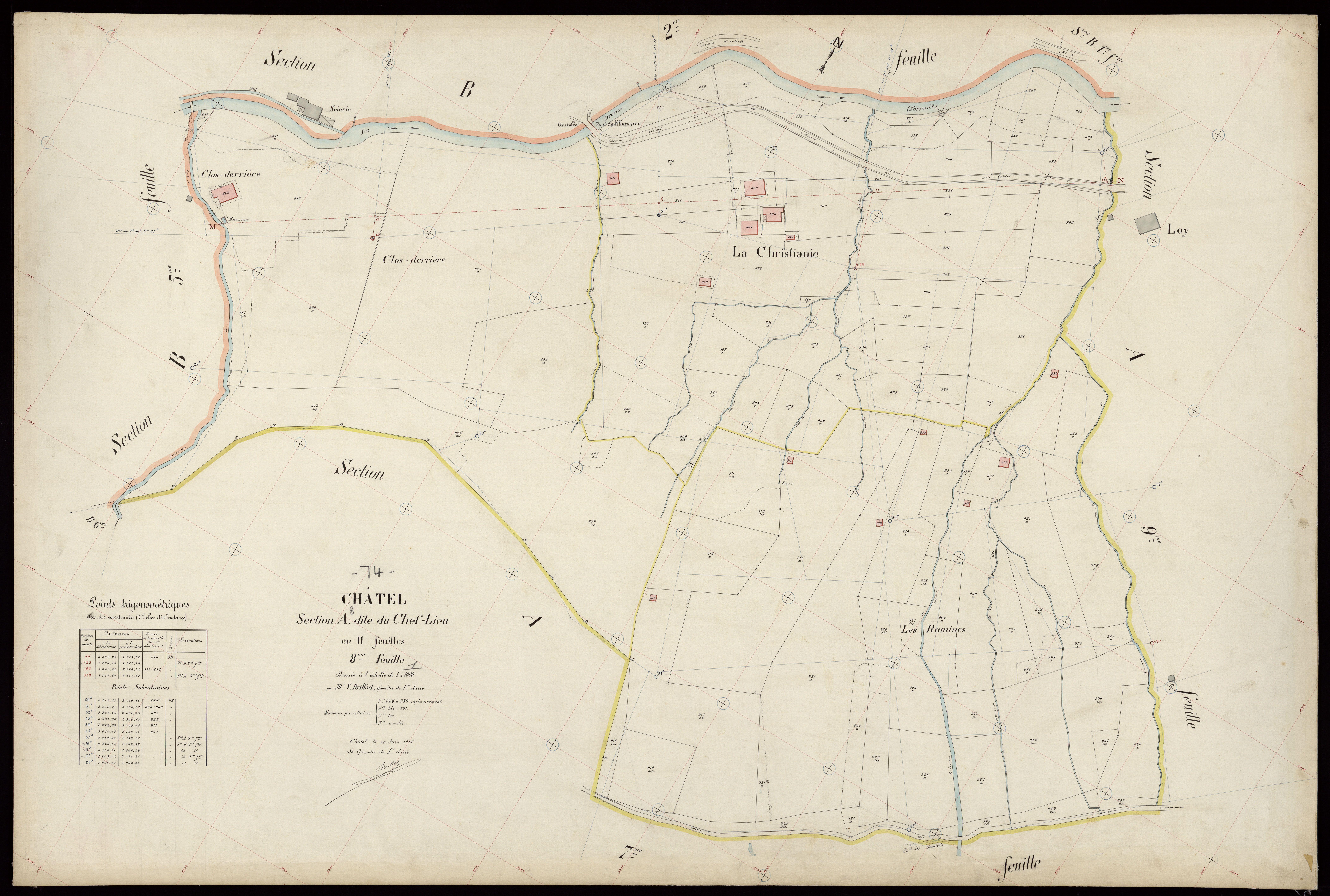 3 P 3 3347 - Feuille n° 9, parcelles n° 960 à 1091 - 20 juin 1914