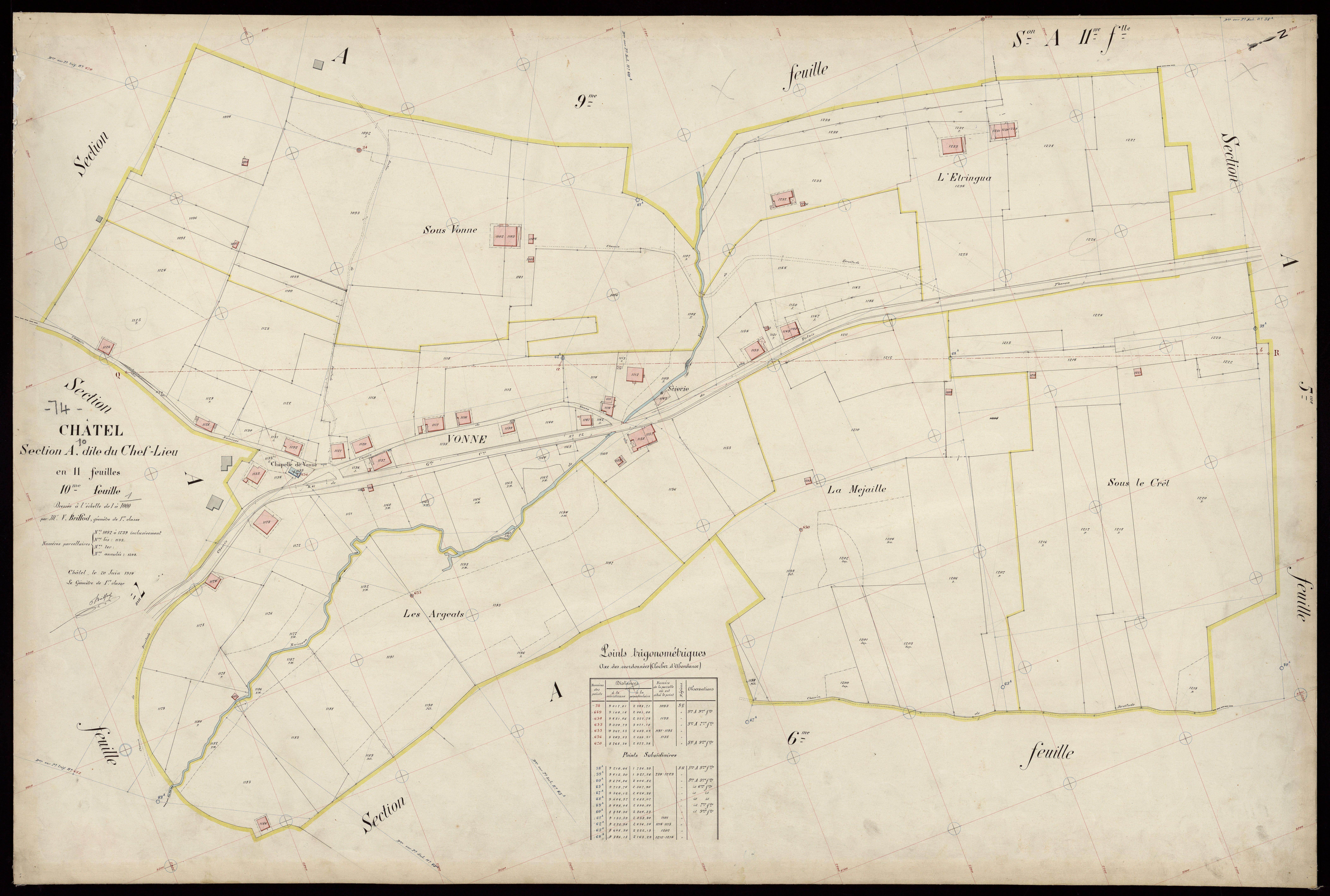 3 P 3 3349 - Feuille n° 11, parcelles n° 1240 à 1349 - 20 juin 1914