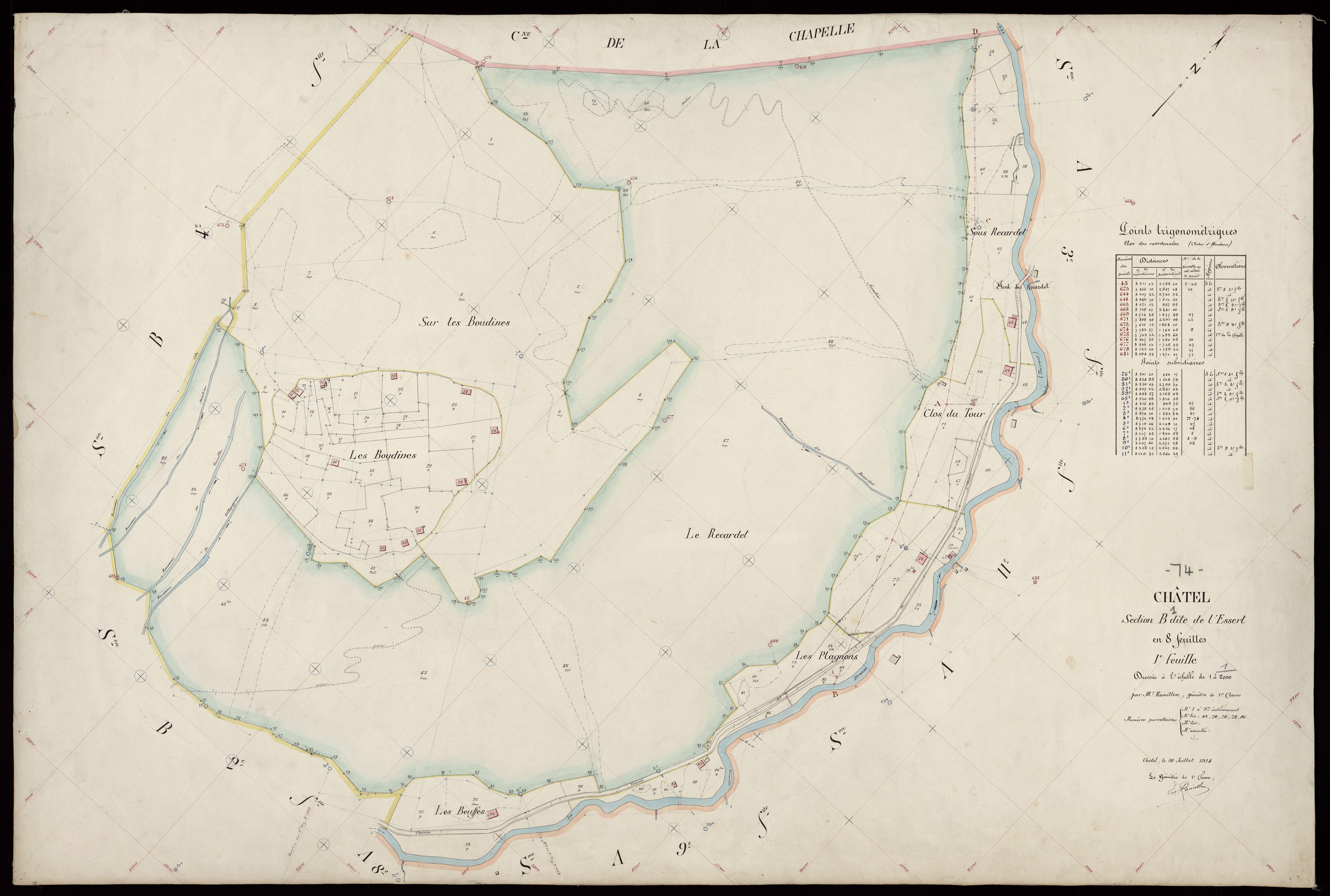 3 P 3 3351 - Feuille n° 2, parcelles n° 98 à 202 - 10 juillet 1914
