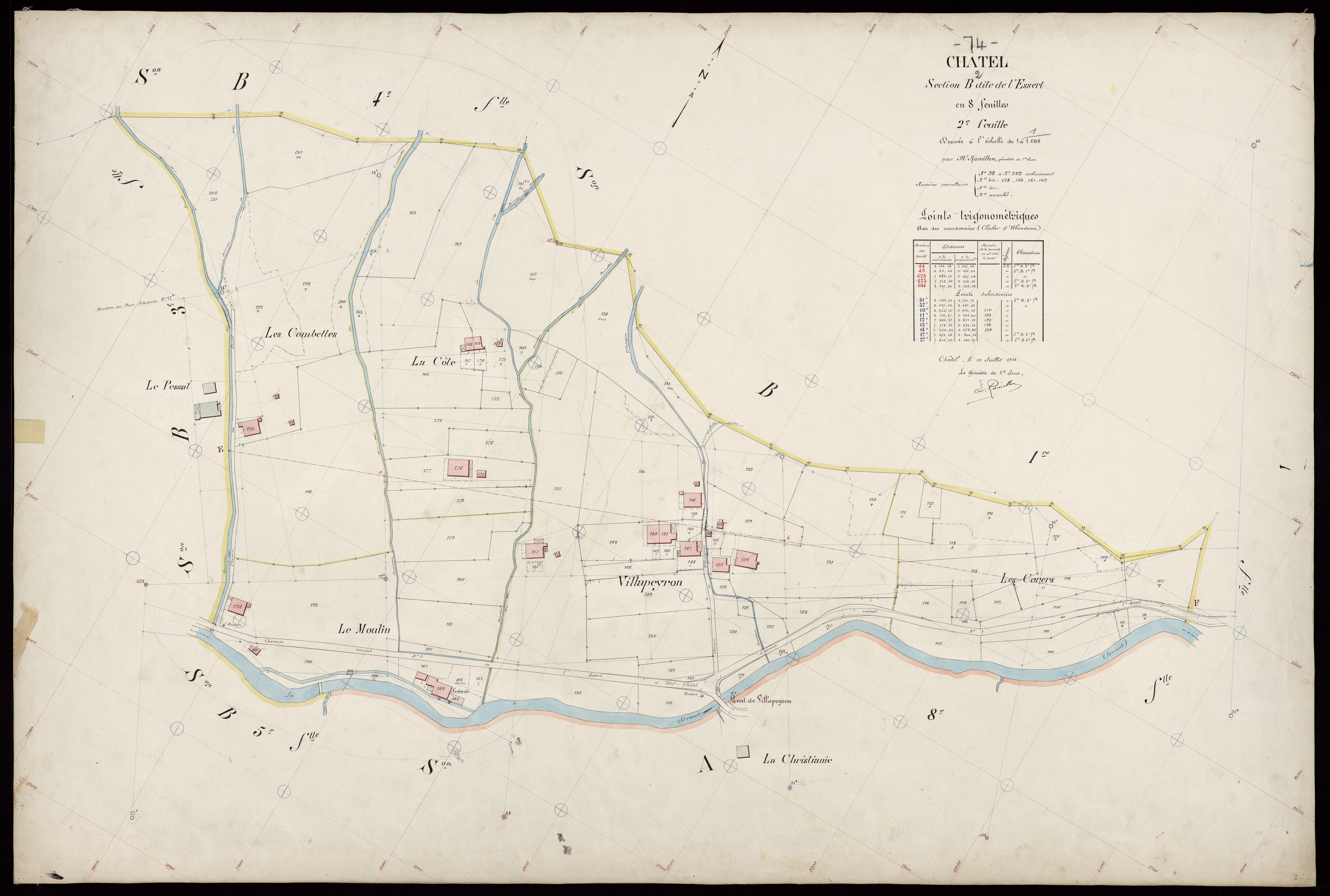 3 P 3 3352 - Feuille n° 3, parcelles n° 203 à 308 - 10 juillet 1914