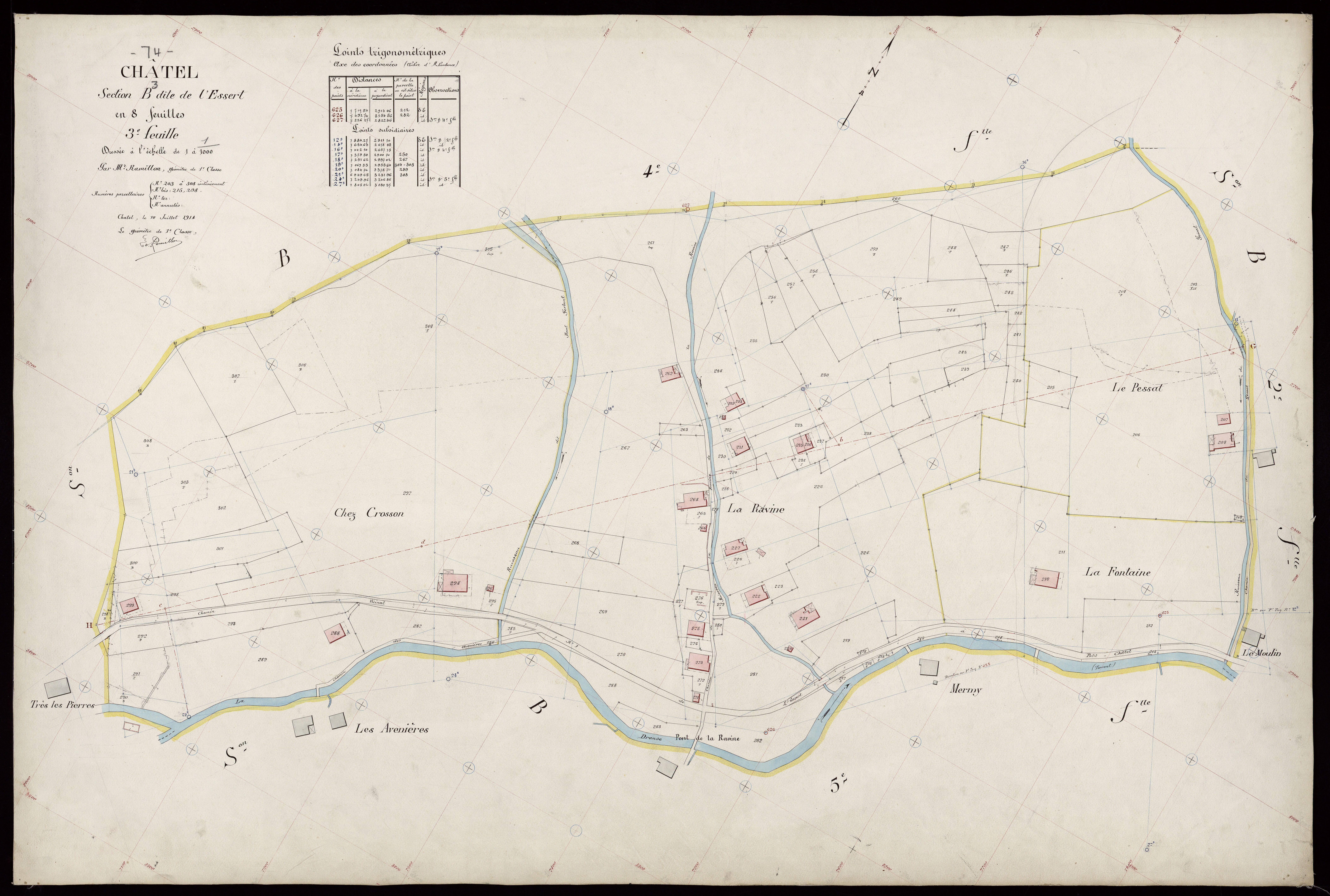 3 P 3 3353 - Feuille n° 4, parcelles n° 309 à 418 - 10 juillet 1914
