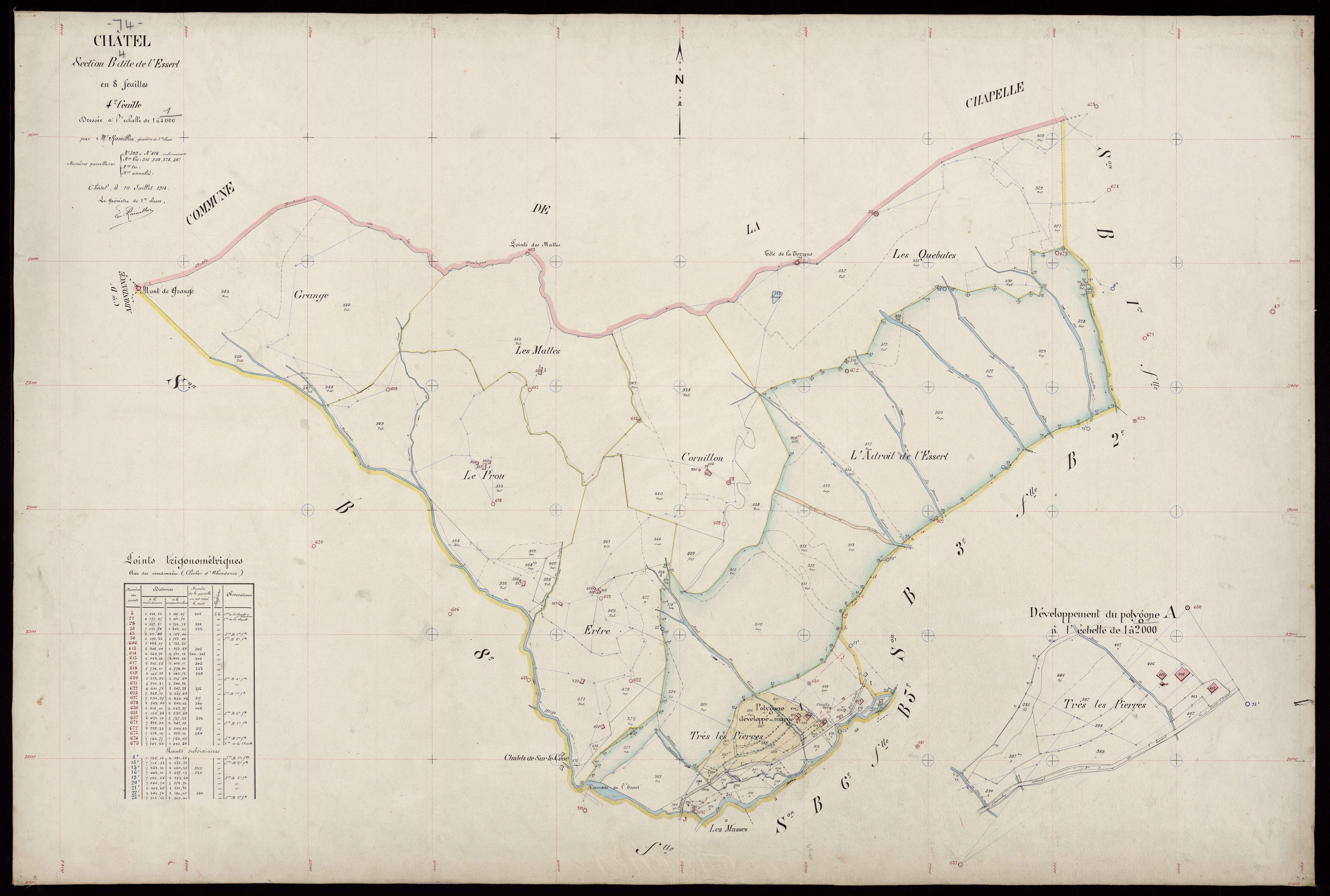3 P 3 3354 - Feuille n° , parcelles n° 418bis à 490 - 20 juin 1914