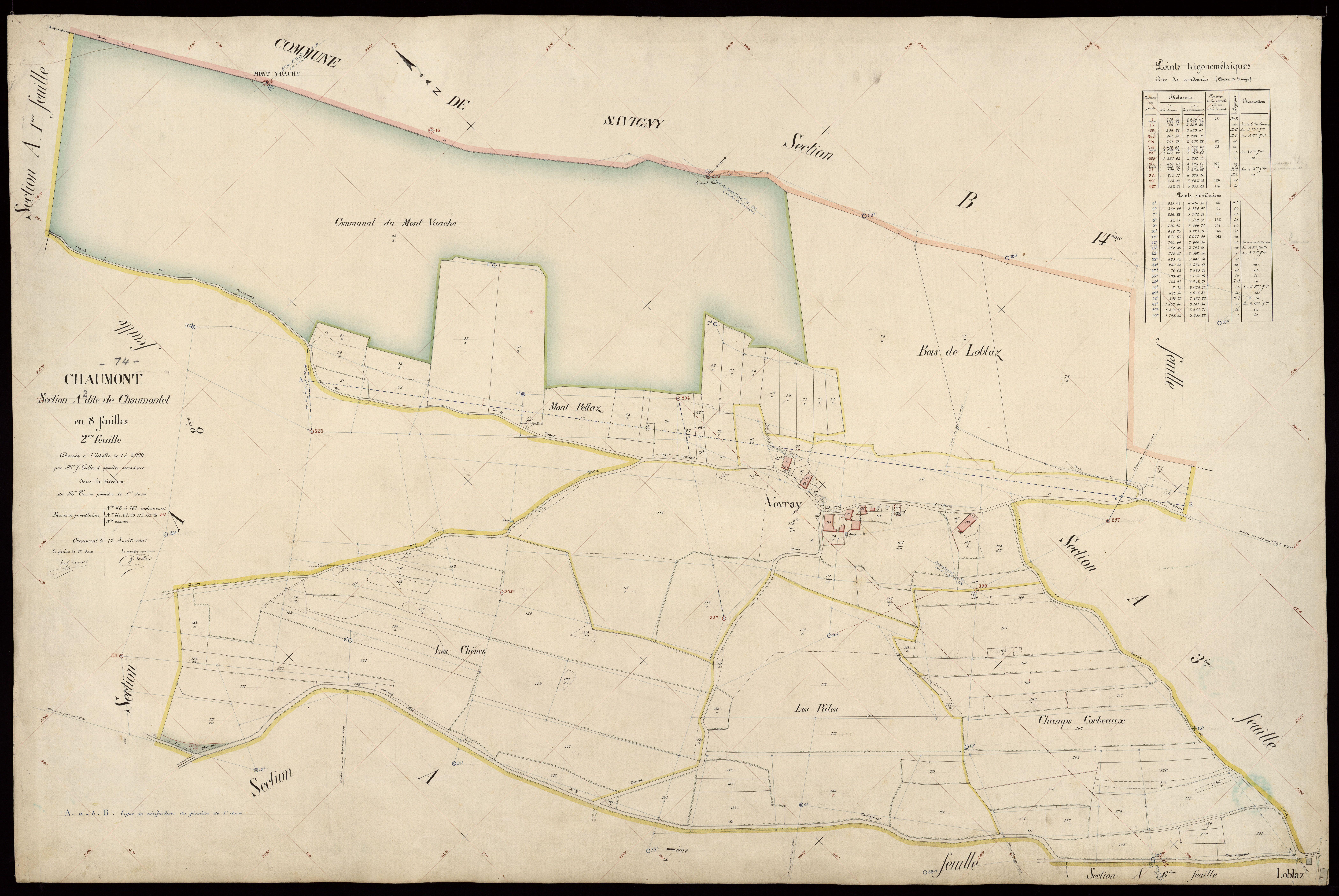 3 P 3 3385 - Feuille n° 3, parcelles n° 182 à 38 - 22 avril 1907