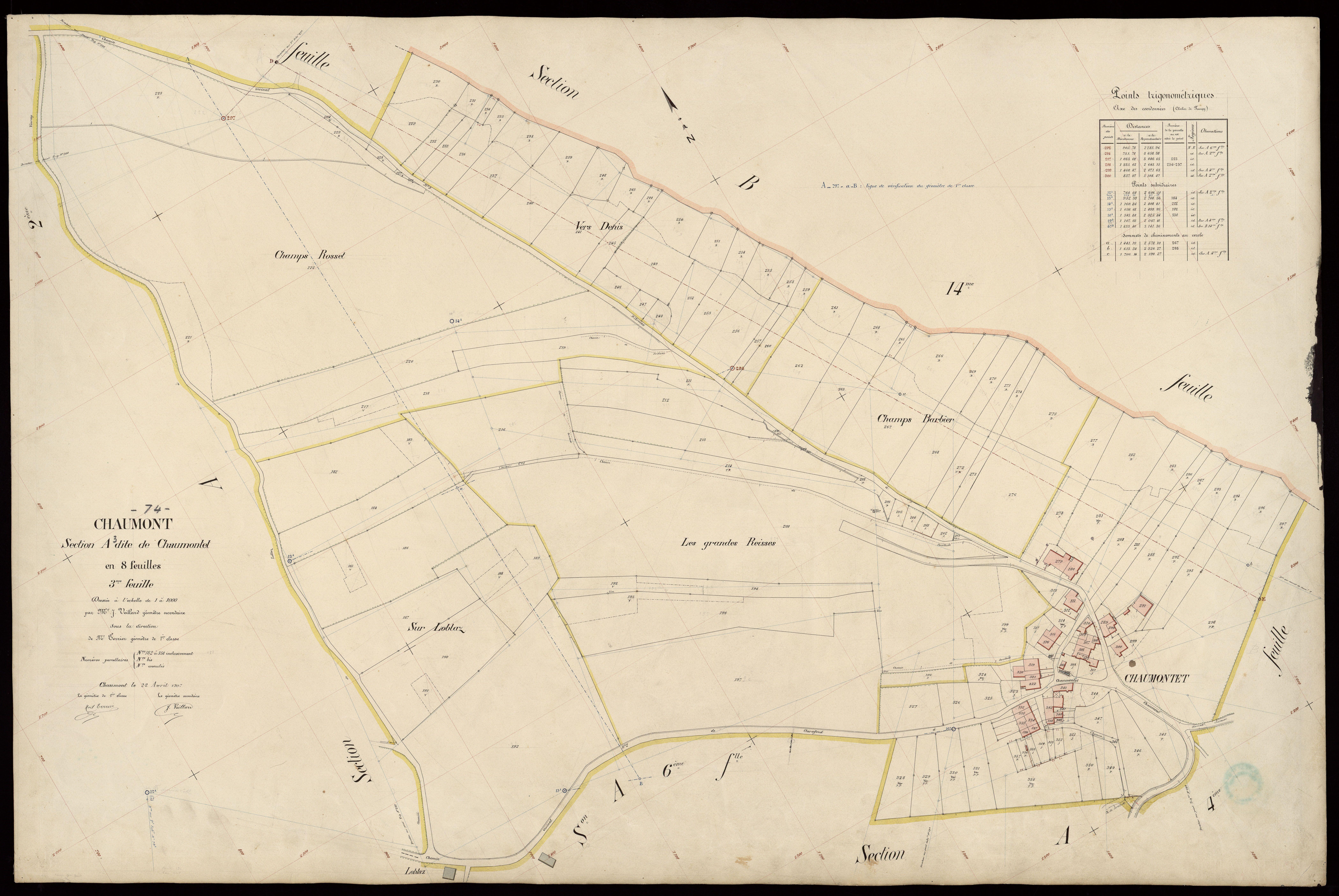 3 P 3 3386 - Feuille n° 4, parcelles n° 39 à 442 - 22 avril 1907