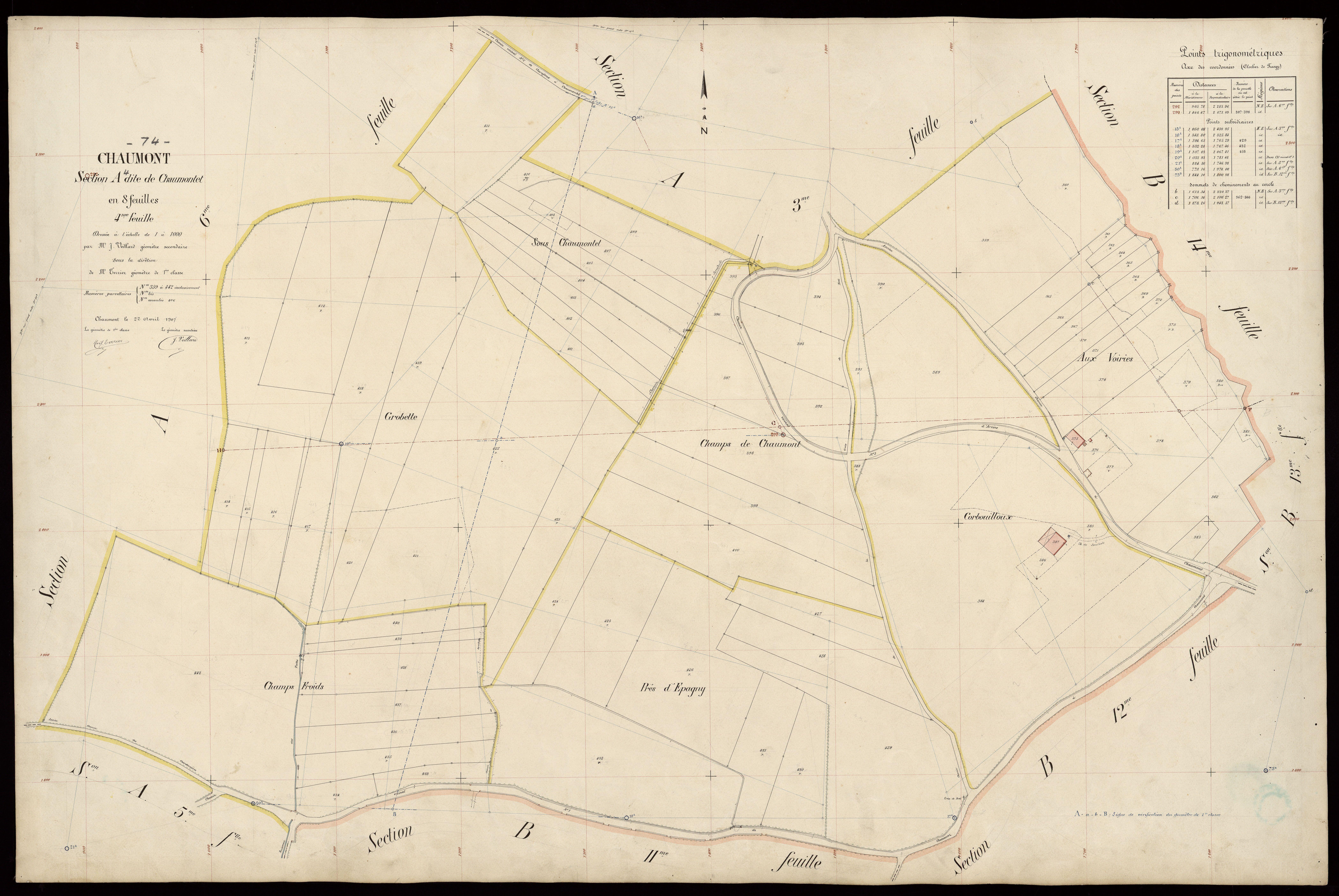 3 P 3 3387 - Feuille n° , parcelles n° 443 à 6 - 22 avril 1907