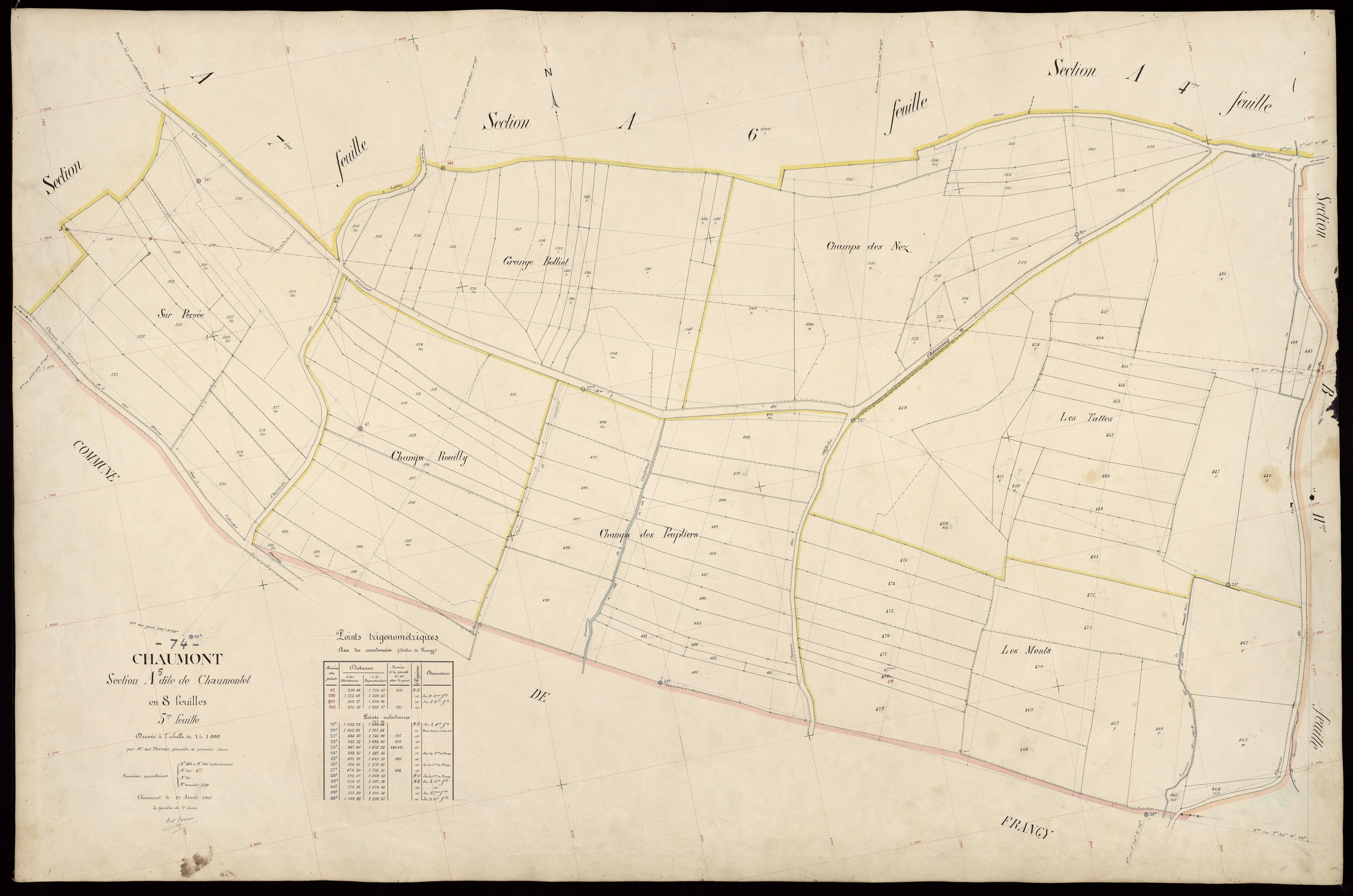 3 P 3 3388 - Feuille n° 6, parcelles n° 66 à 63 - 22 avril 1907
