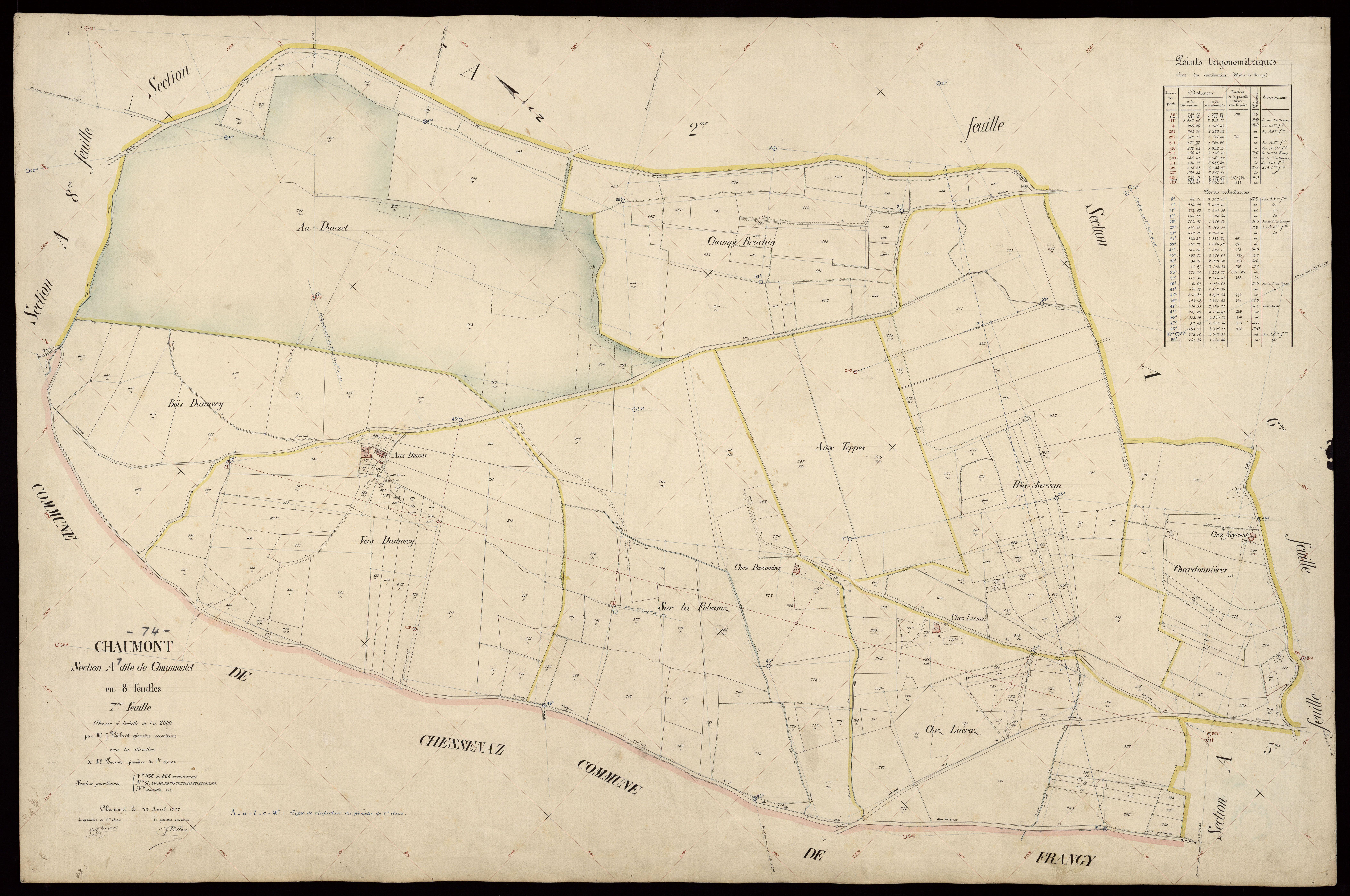 3 P 3 3390 - Feuille n° 8, parcelles n° 869 à 968 - 22 avril 1907