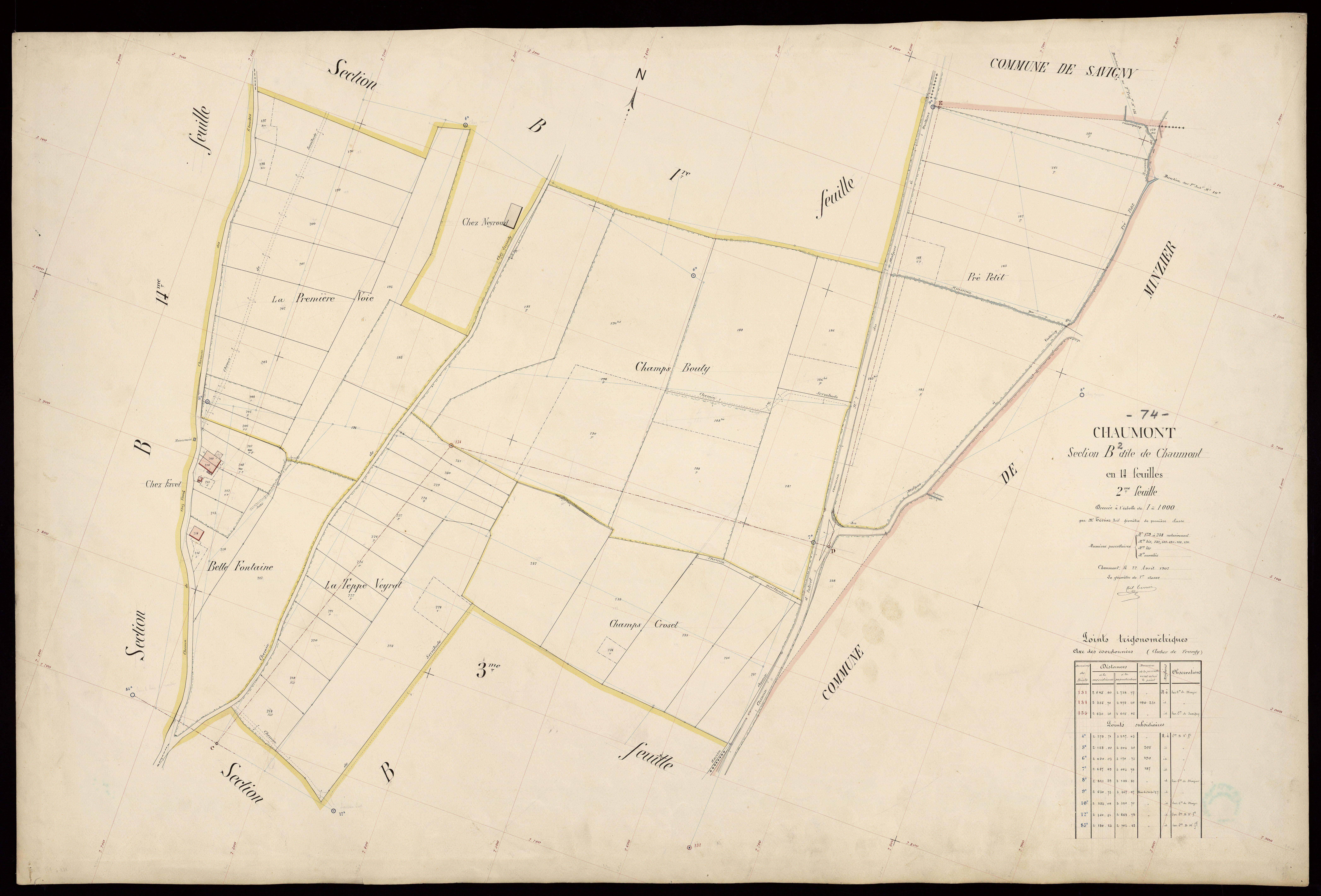 3 P 3 3393 - Feuille n° 3, parcelles n° 239 à 278 - 22 avril 1907