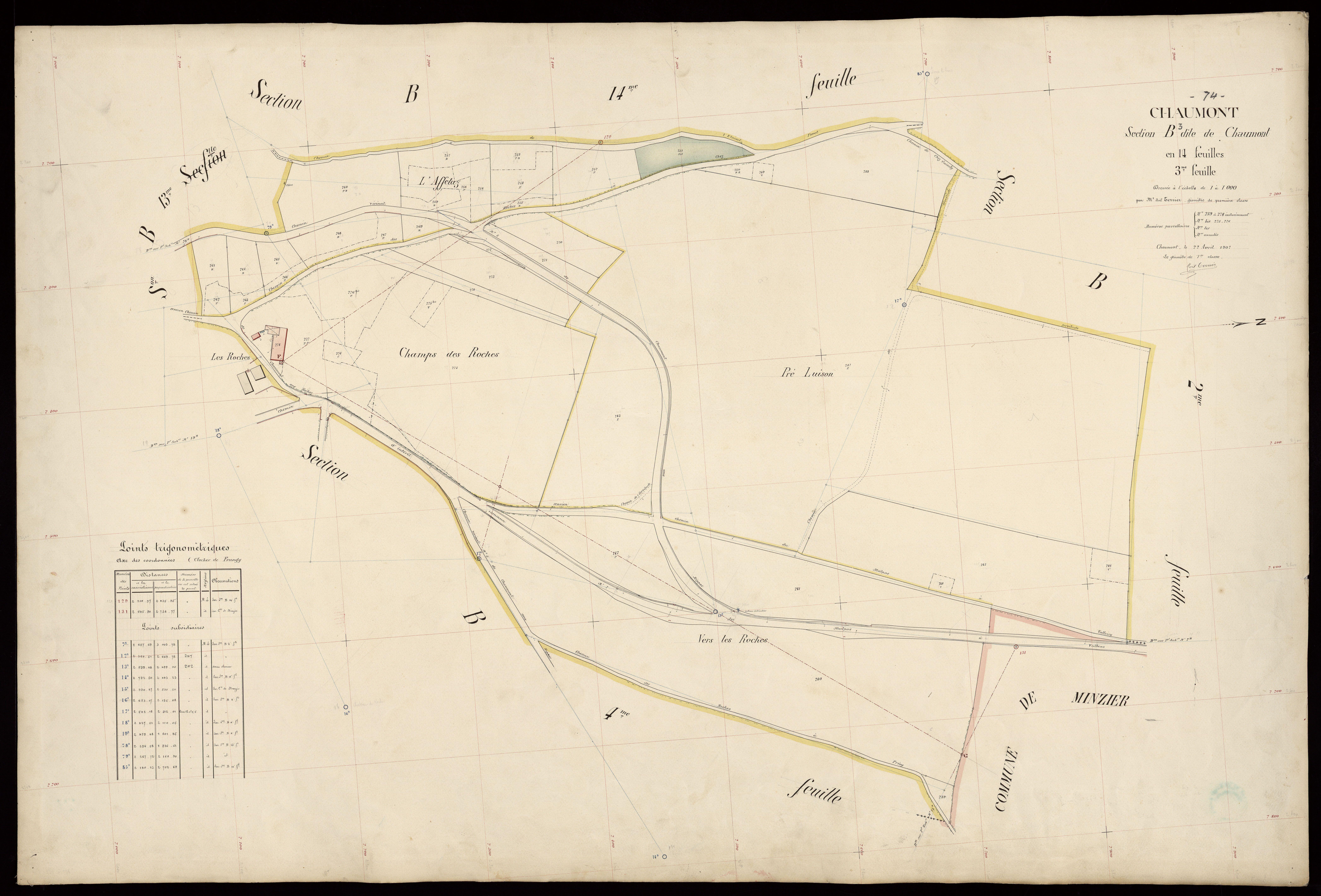 3 P 3 3394 - Feuille n° 4, parcelles n° 279 à 316 - 22 avril 1907