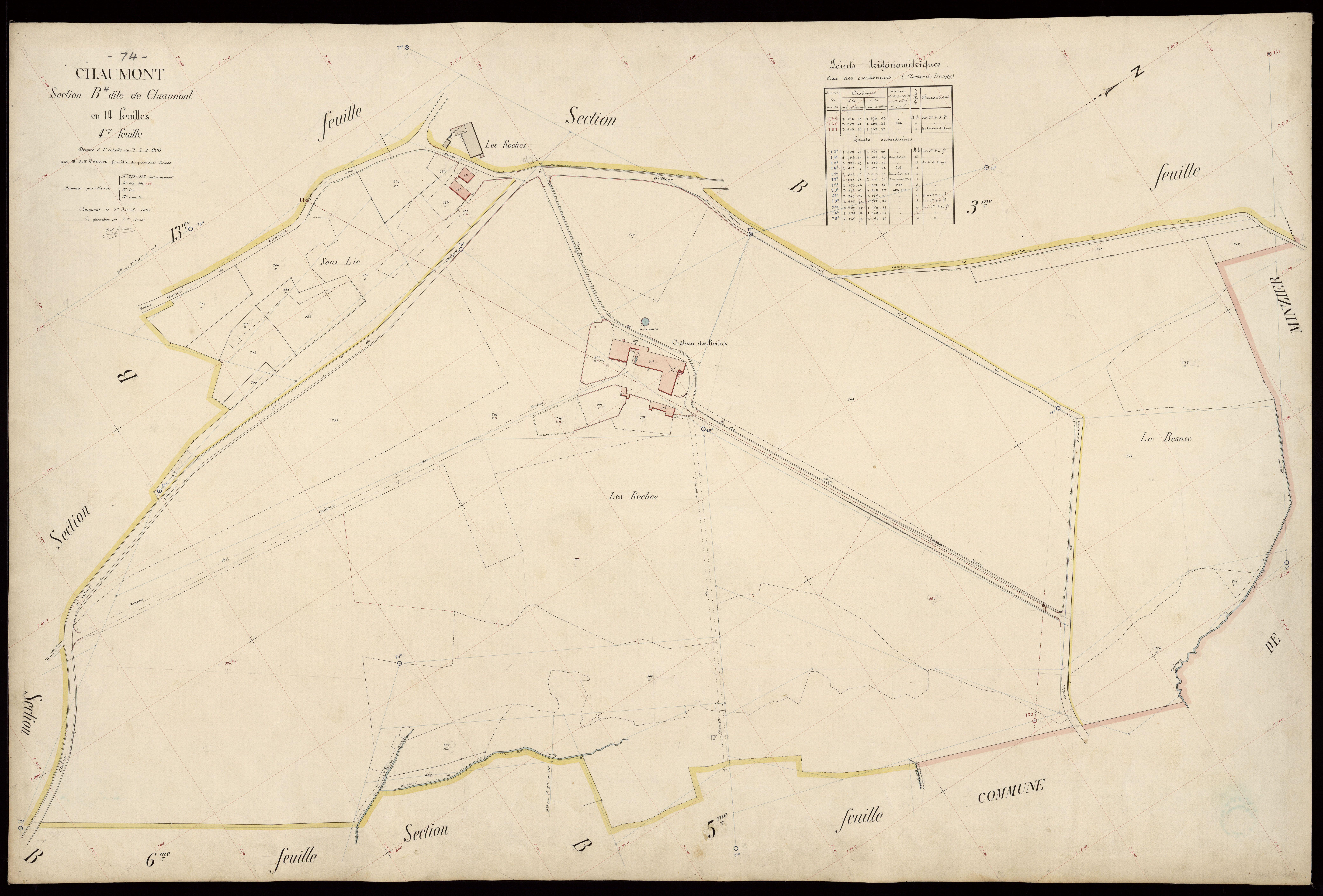 3 P 3 3395 - Feuille n° , parcelles n° 317 à 394 - 22 avril 1907