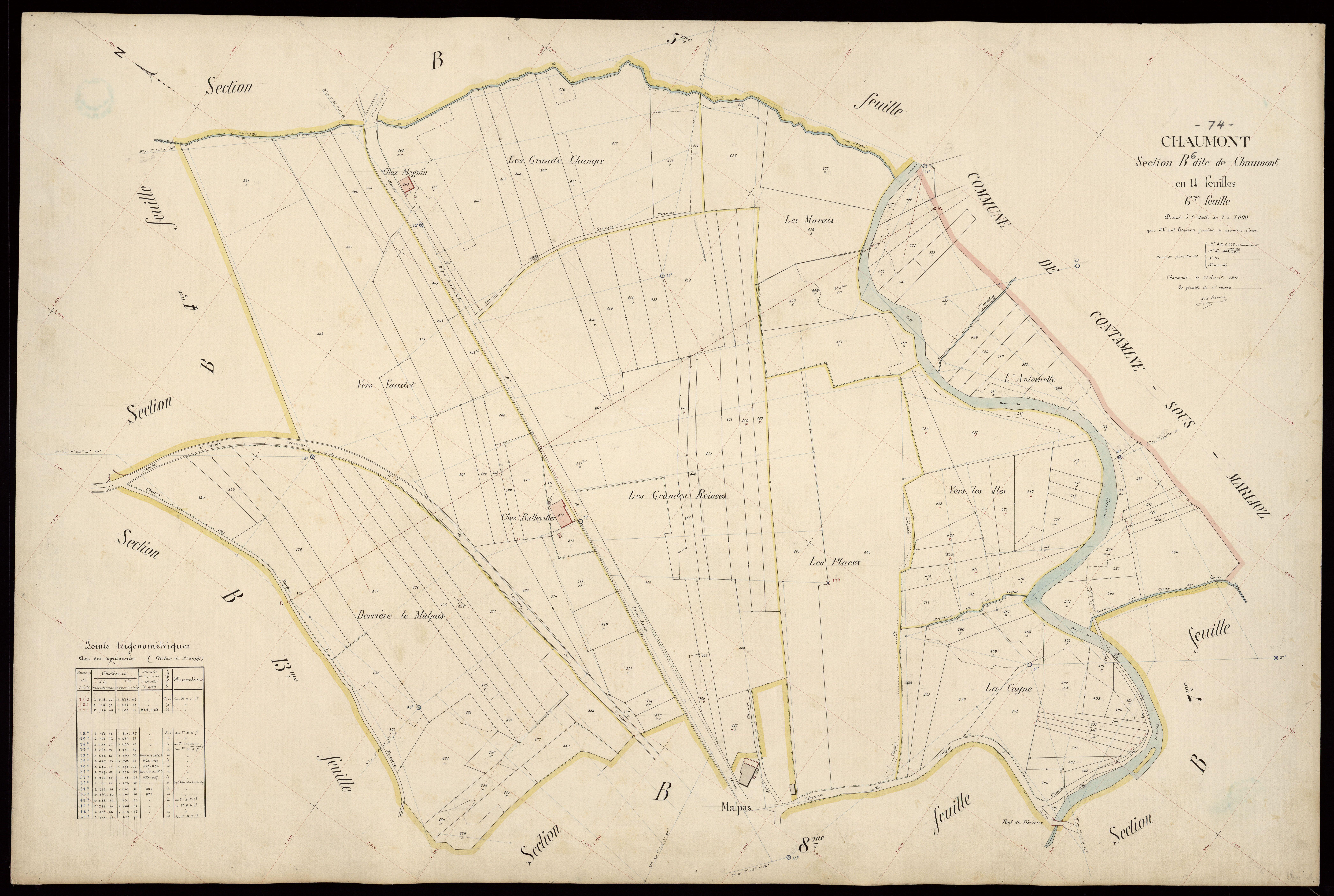 3 P 3 3397 - Feuille n° 7, parcelles n° à 680 - 22 avril 1907