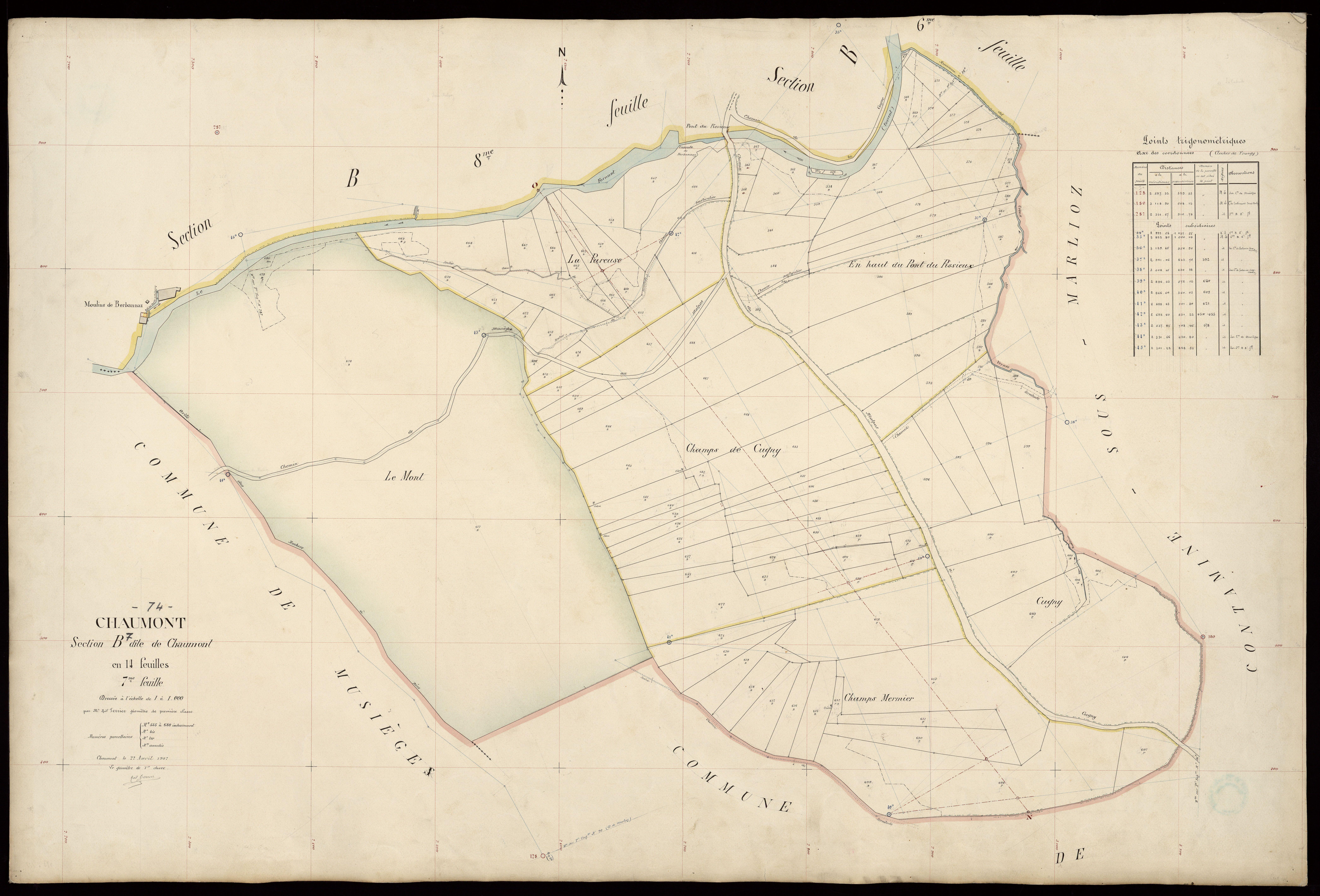 3 P 3 3398 - Feuille n° 8, parcelles n° 681 à 1024 - 22 avril 1907