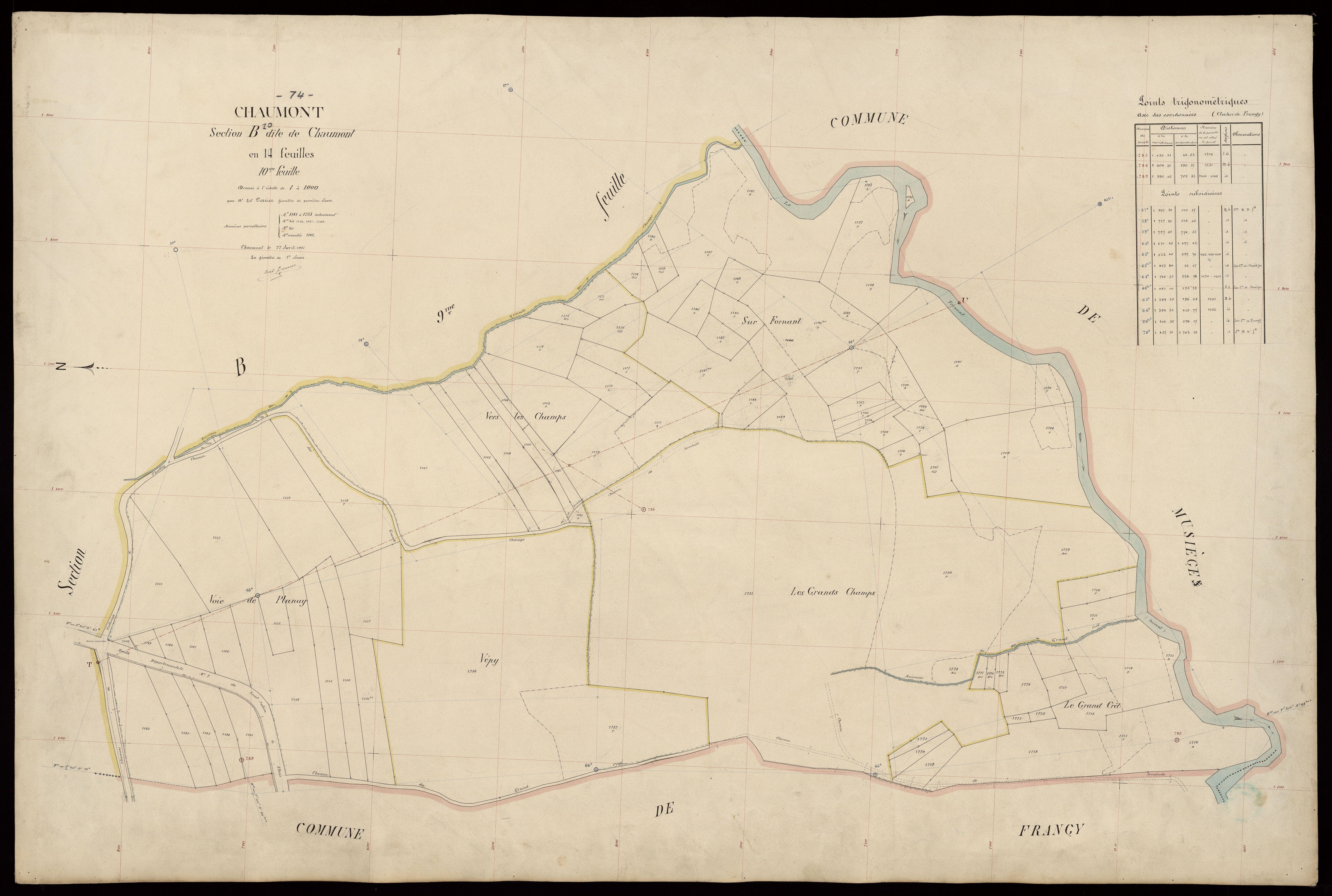 3 P 3 3401 - Feuille n° 11, parcelles n° 1234 à 131 - 22 avril 1907