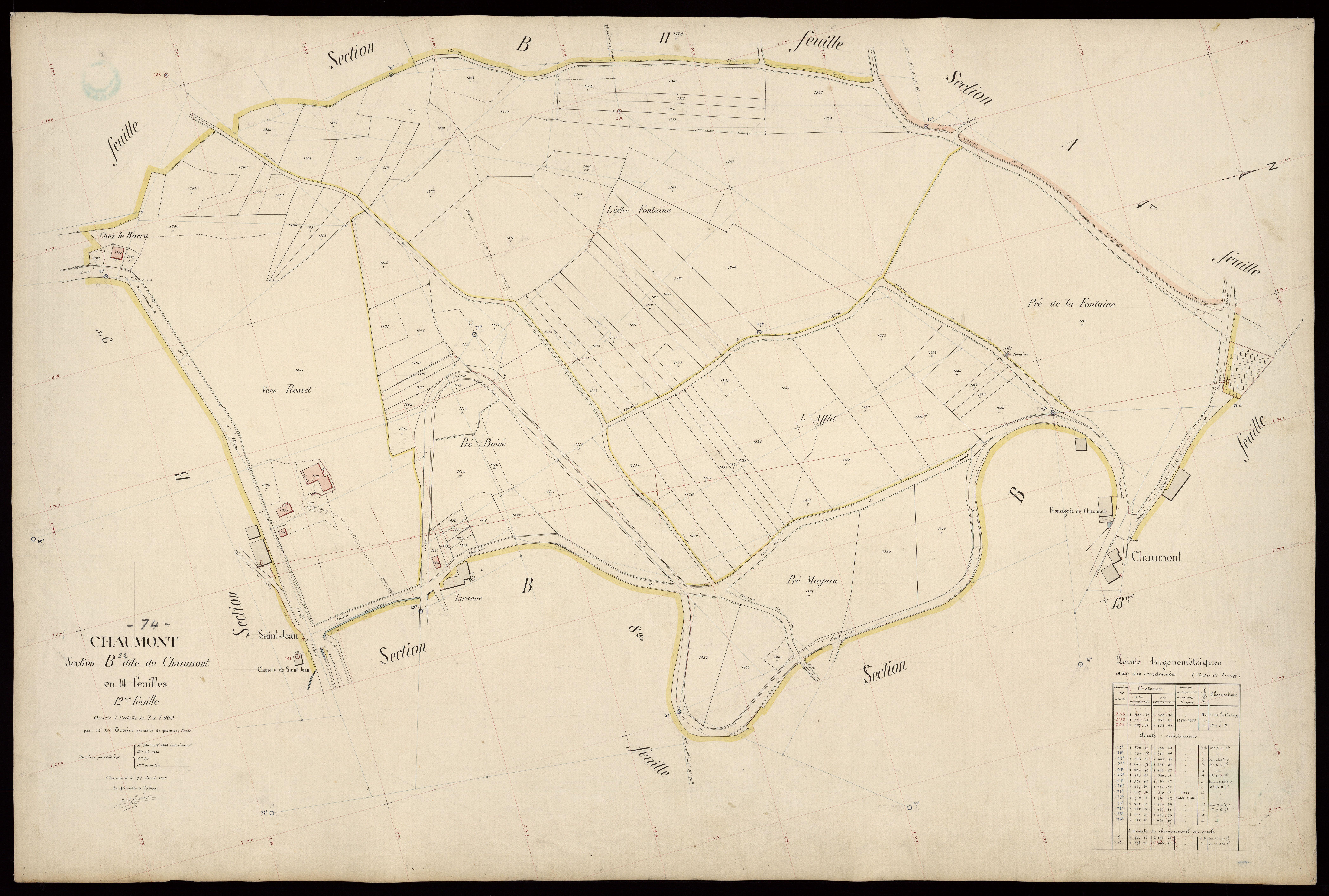 3 P 3 3403 - Feuille n° 13, parcelles n° 14 à 1717 - 22 avril 1907