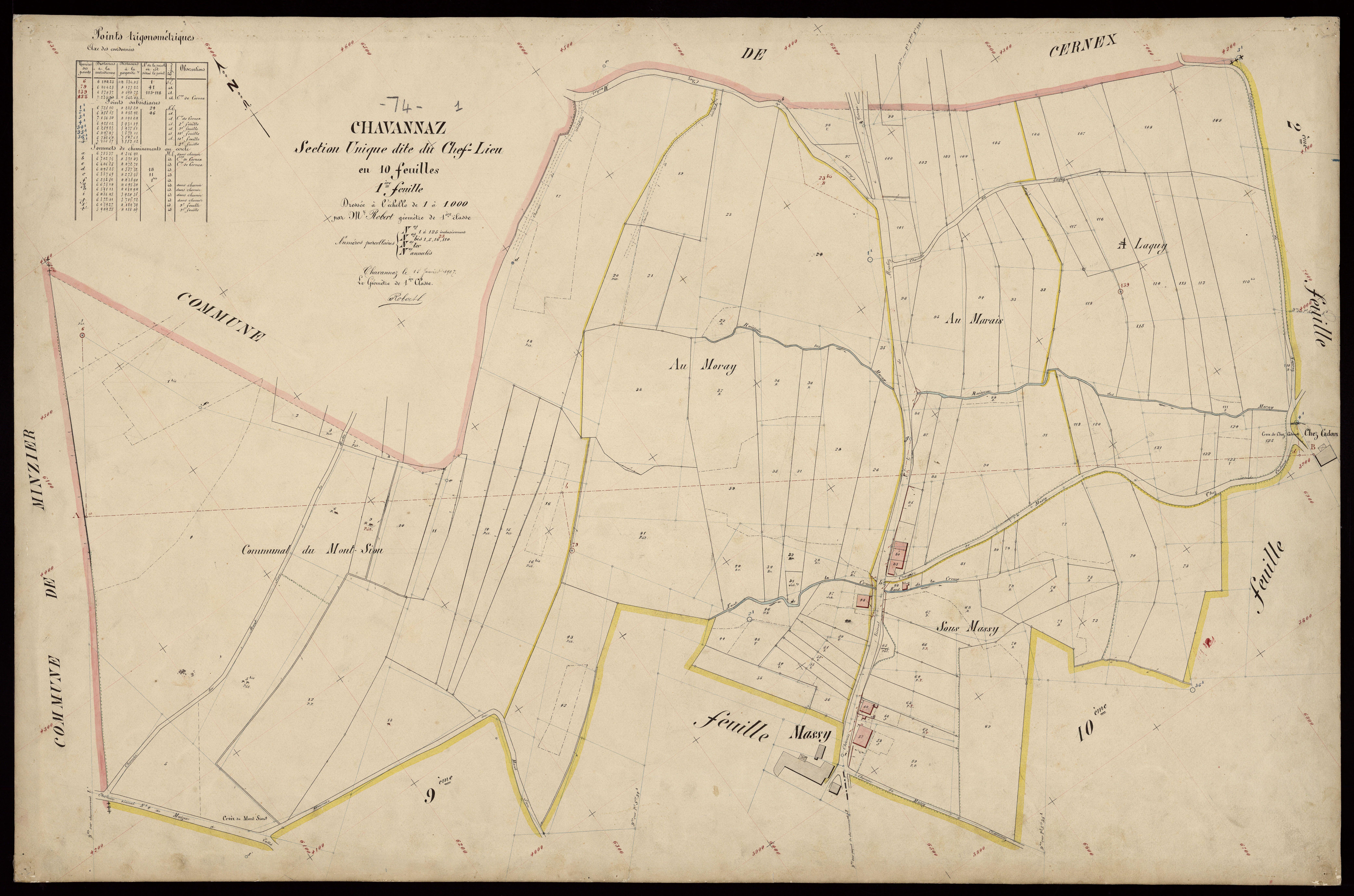 3 P 3 3407 - Feuille n° 2, parcelles n° 126 à 229 - 15 janvier 1907