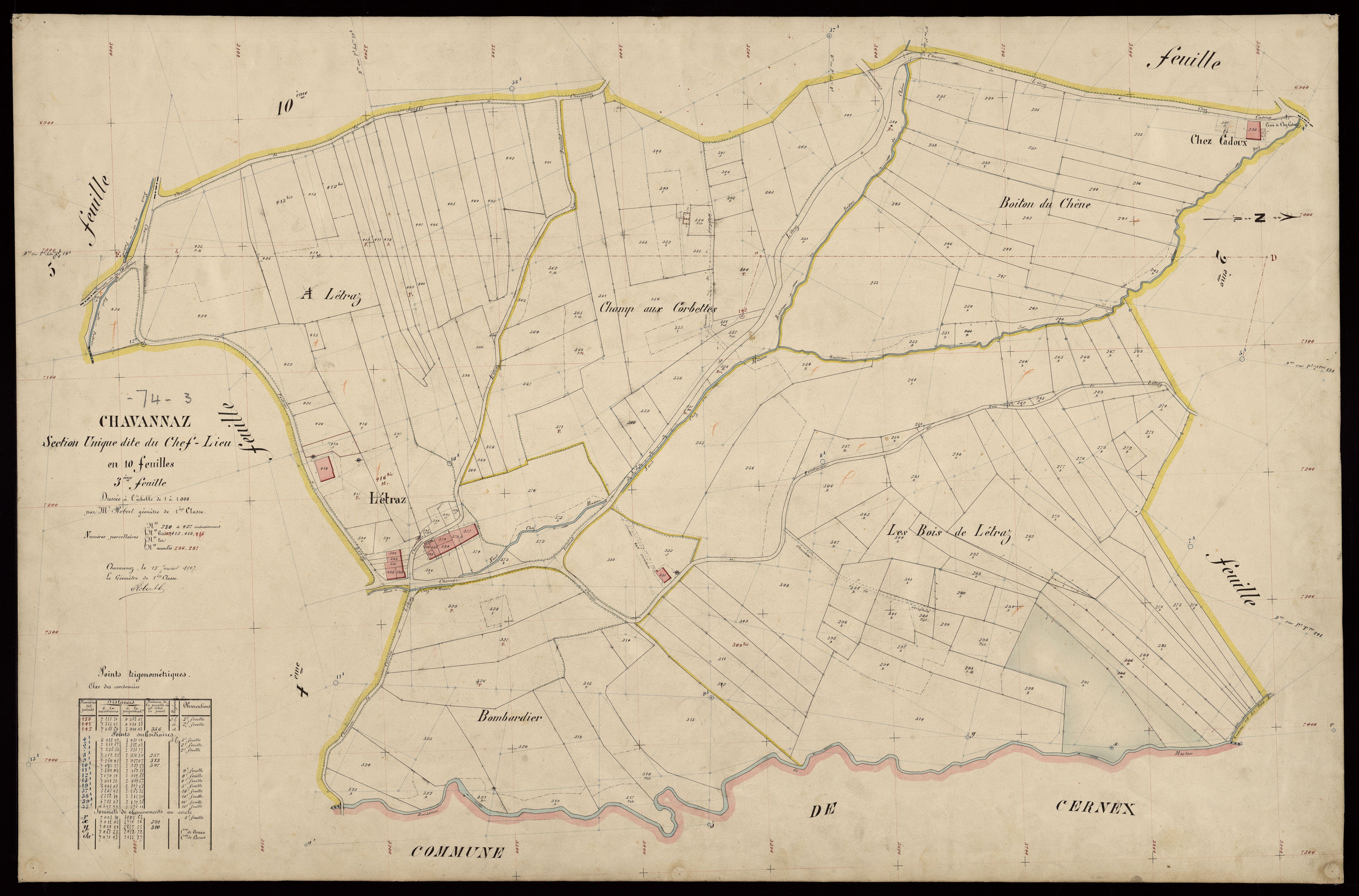 3 P 3 3409 - Feuille n° 4, parcelles n° 428 à 63 - 15 janvier 1907