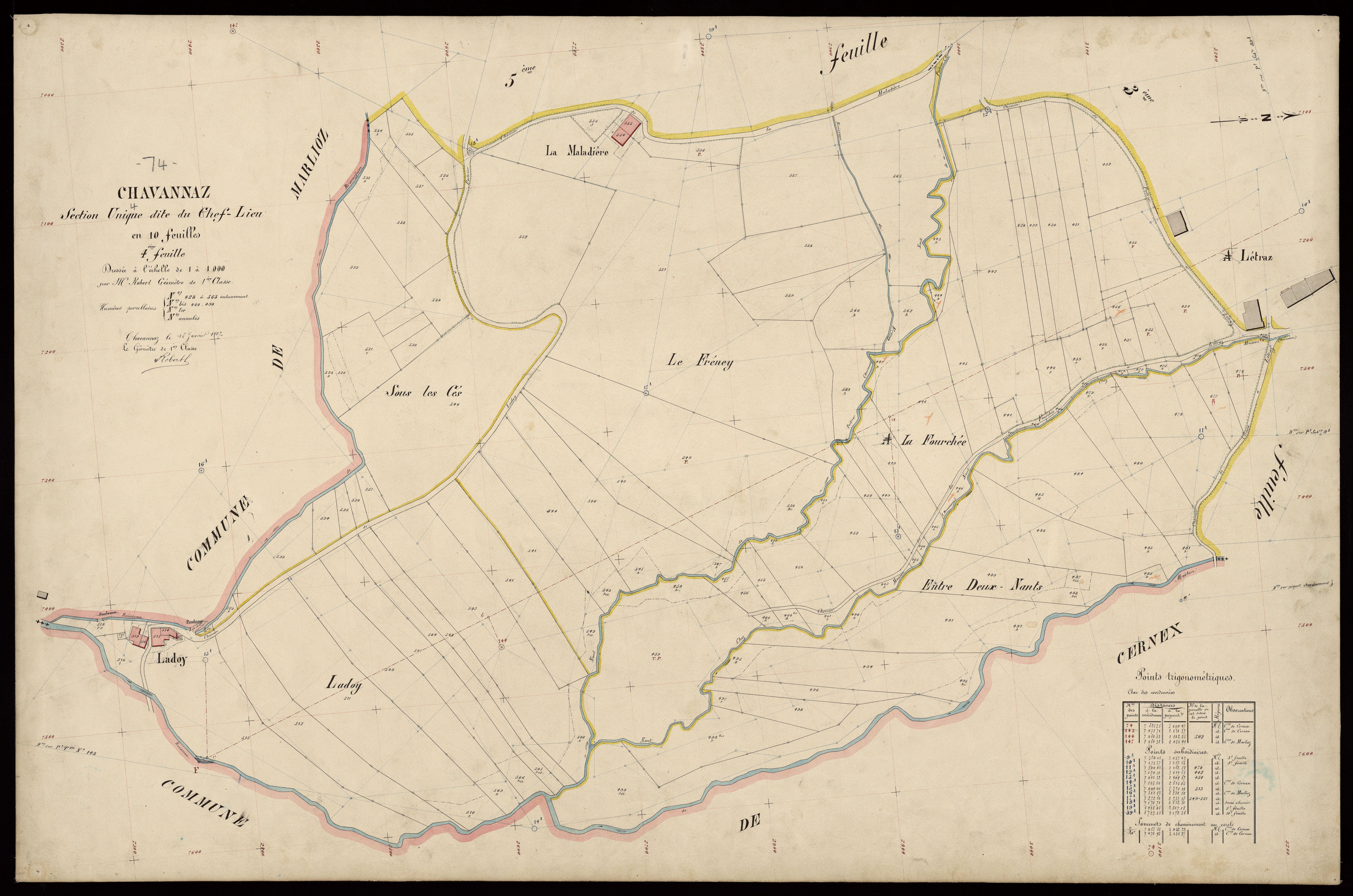 3 P 3 3410 - Feuille n° , parcelles n° 64 à 696 - 15 janvier 1907
