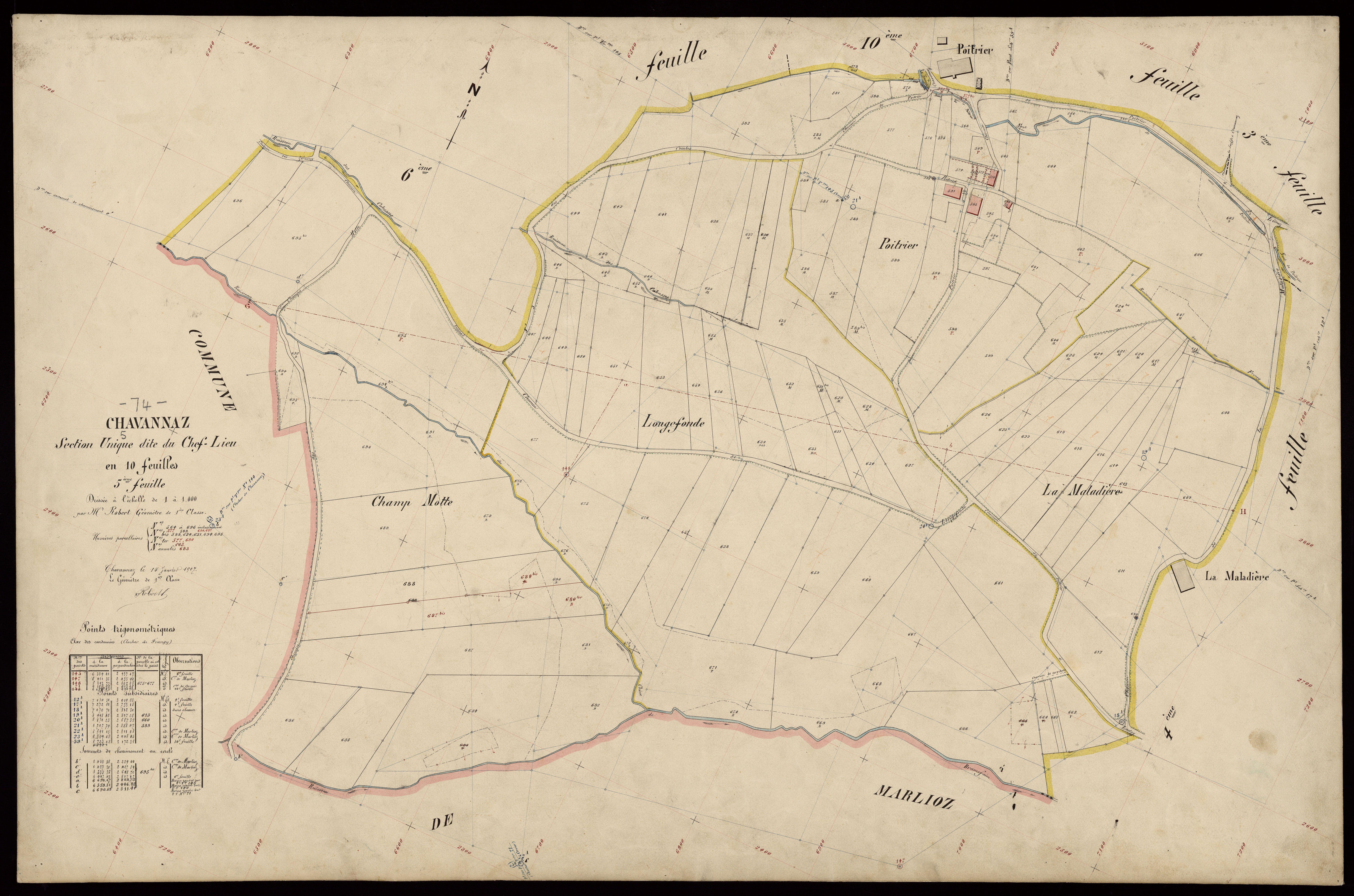 3 P 3 3411 - Feuille n° 6, parcelles n° 697 à 817 - 15 janvier 1907