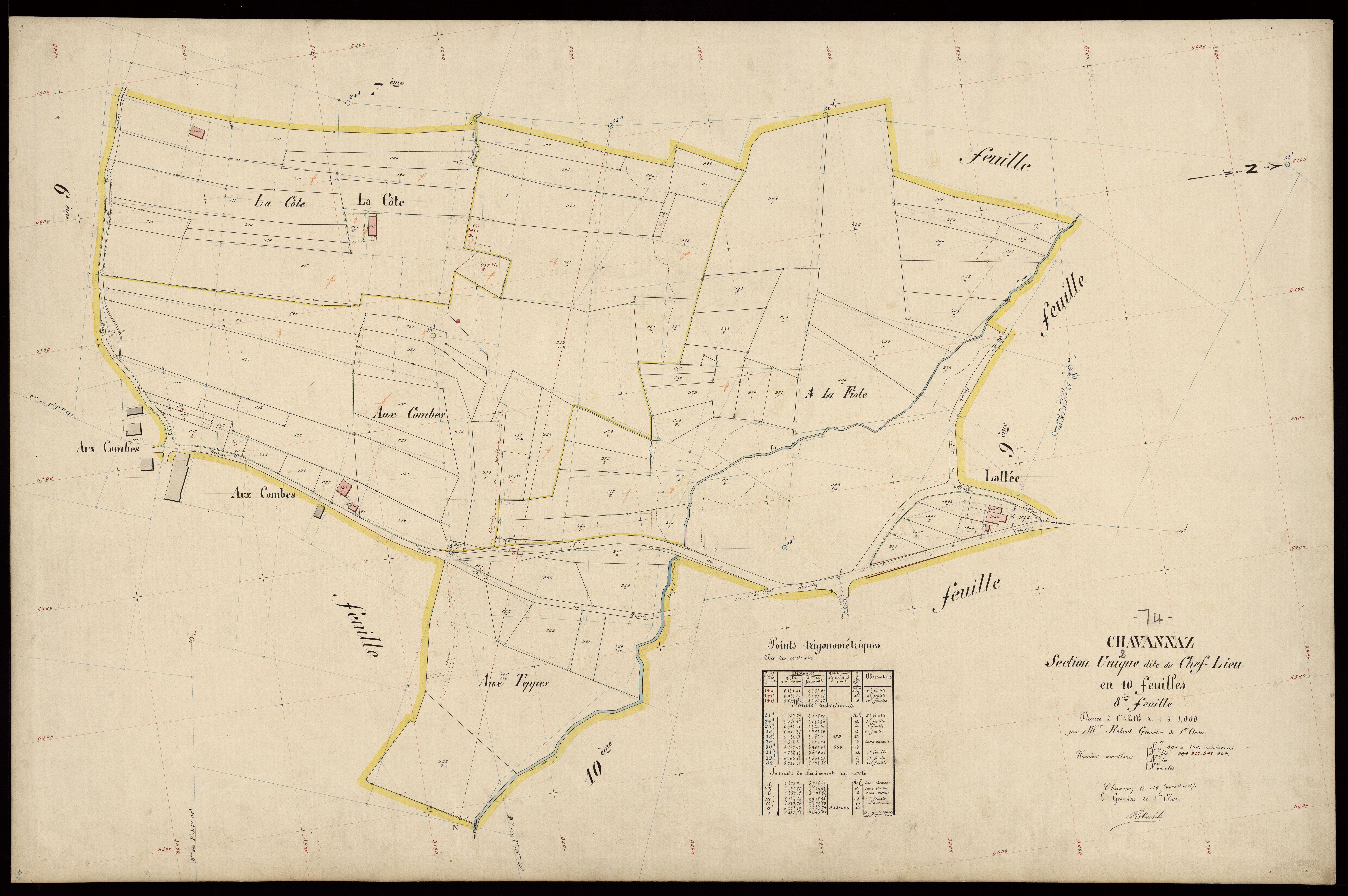 3 P 3 3414 - Feuille n° 9, parcelles n° 1008 à 1134 - 15 janvier 1907