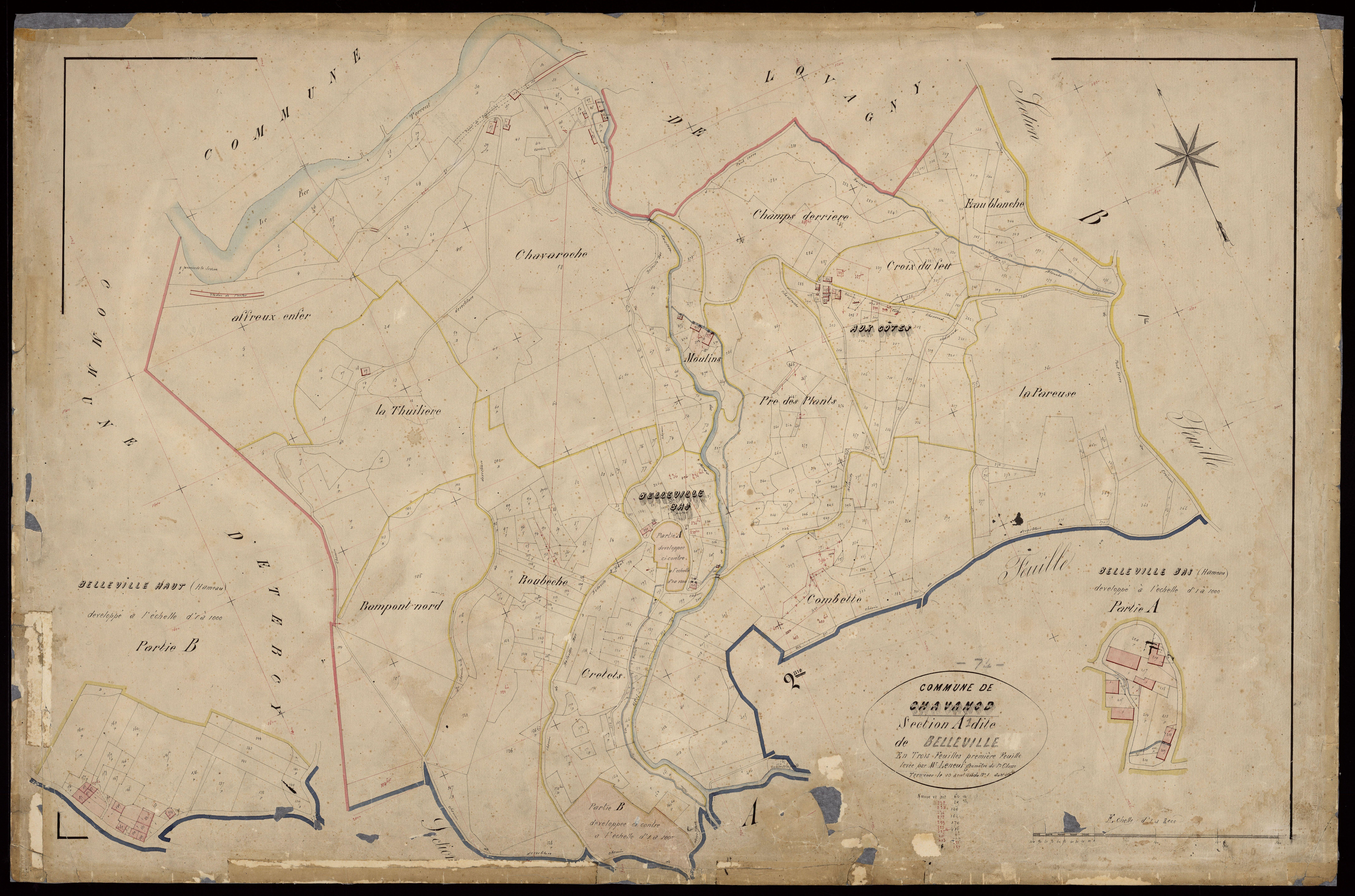 3 P 3 3418 - Feuille n° 2, parcelles n° 417 à 680 - 10 août 1865