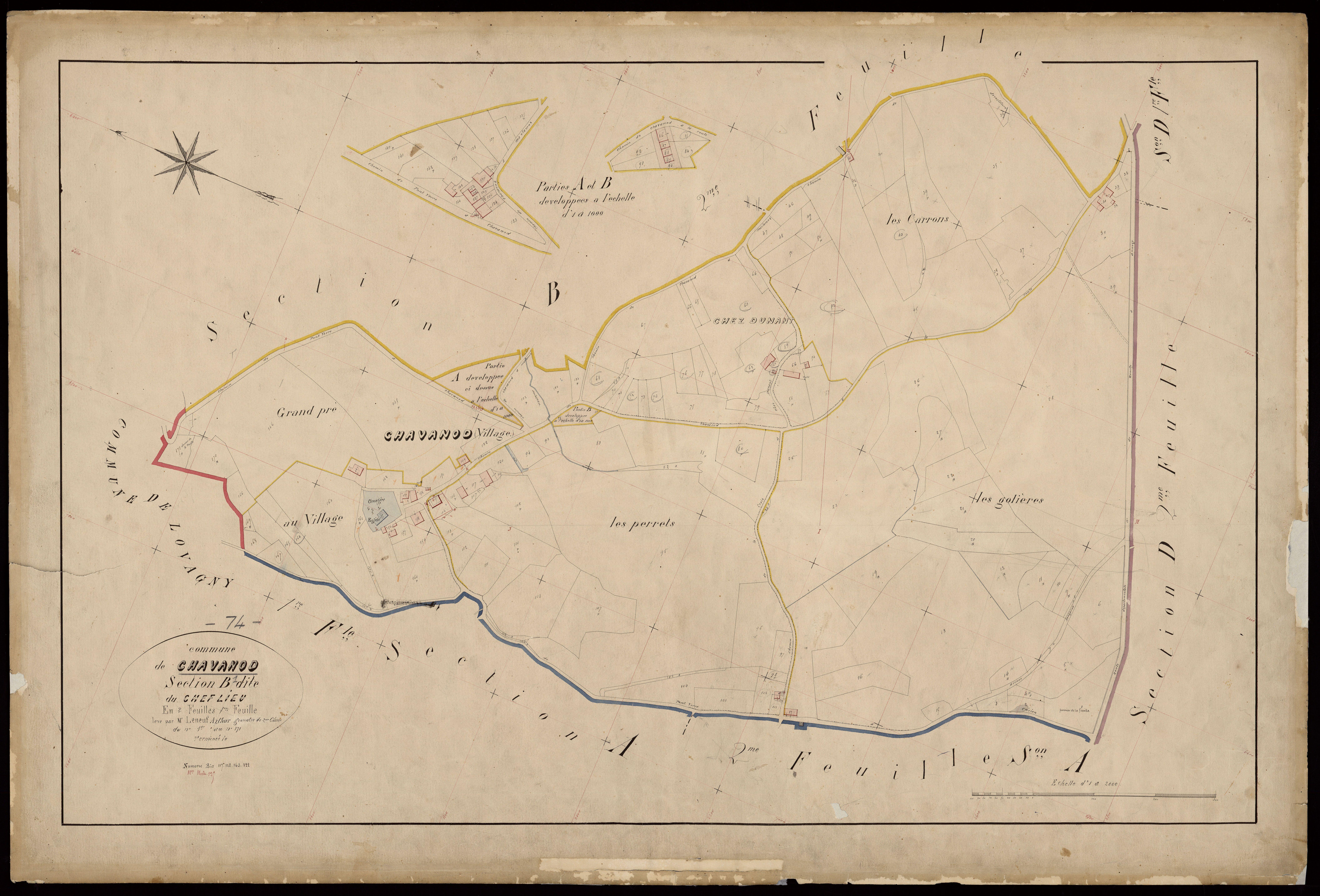 3 P 3 3421 - Feuille n° 2, parcelles n° 172 à 367 - 10 août 1865