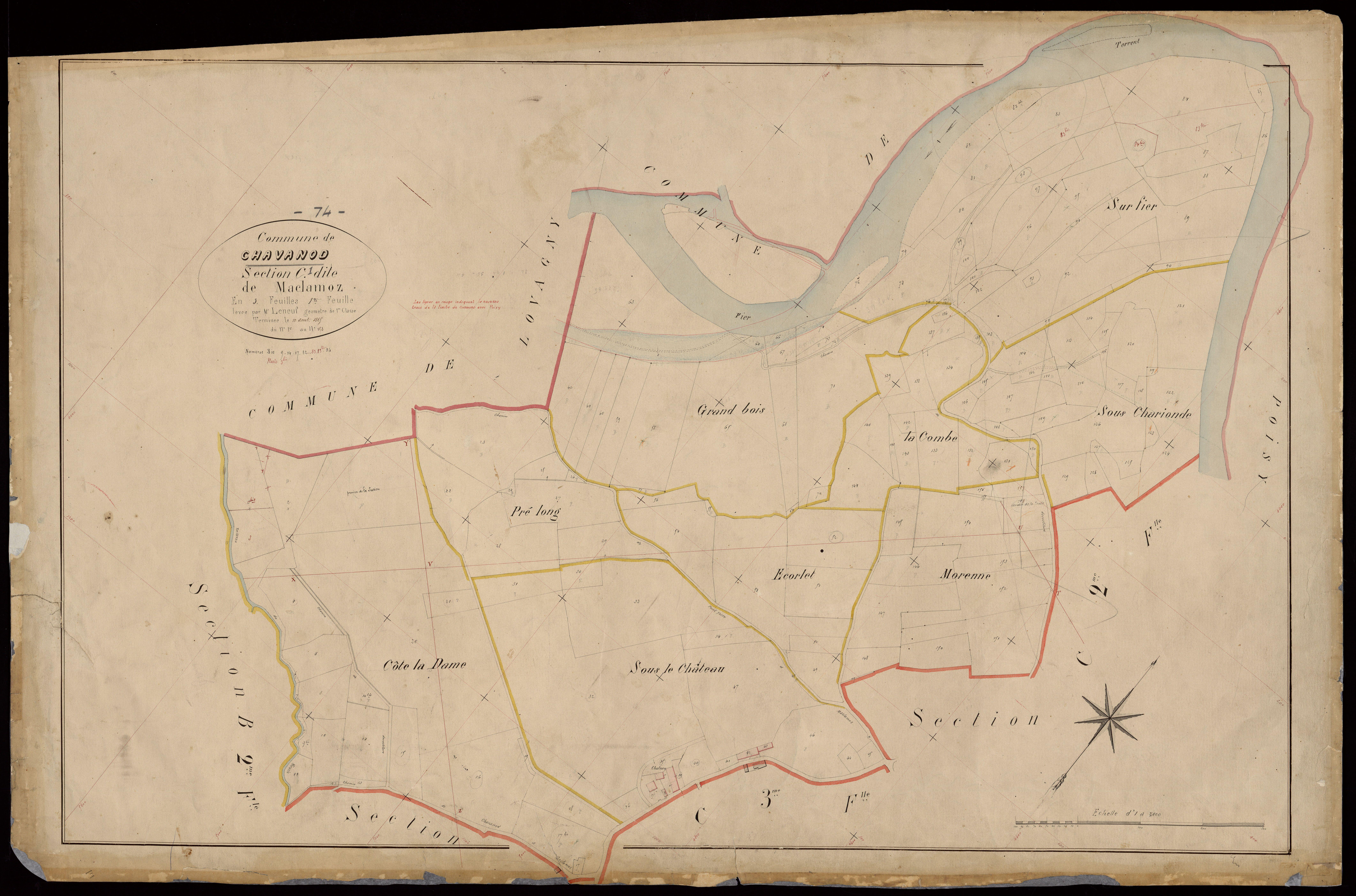 3 P 3 3423 - Feuille n° 2, parcelles n° 18bis à 28 - 10 août 1865