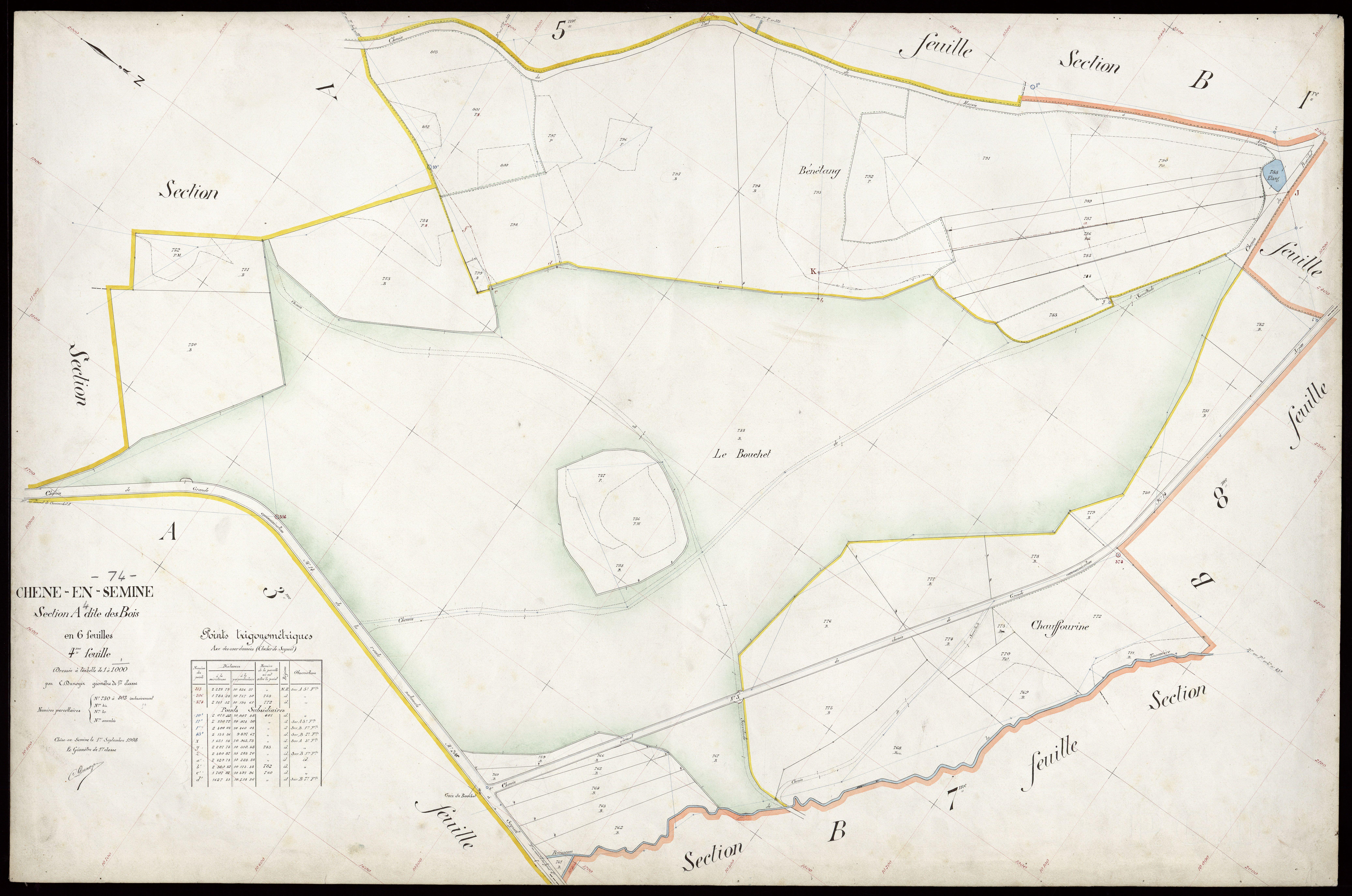 3 P 3 3432 - Feuille n° , parcelles n° 804 à 1084 - 1er septembre 1908