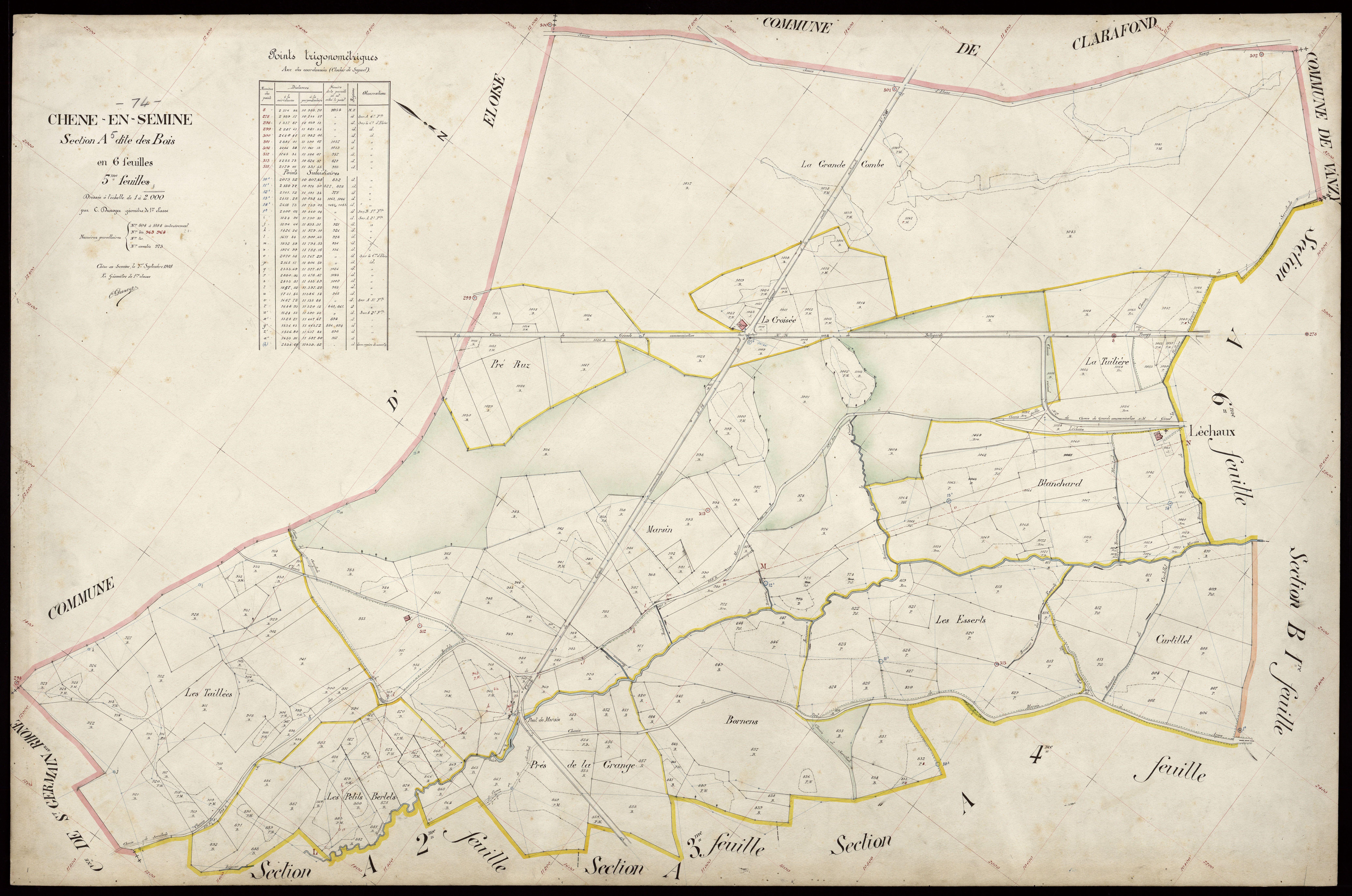 3 P 3 3433 - Feuille n° 6, parcelles n° 108 à 1276 - 1er septembre 1908