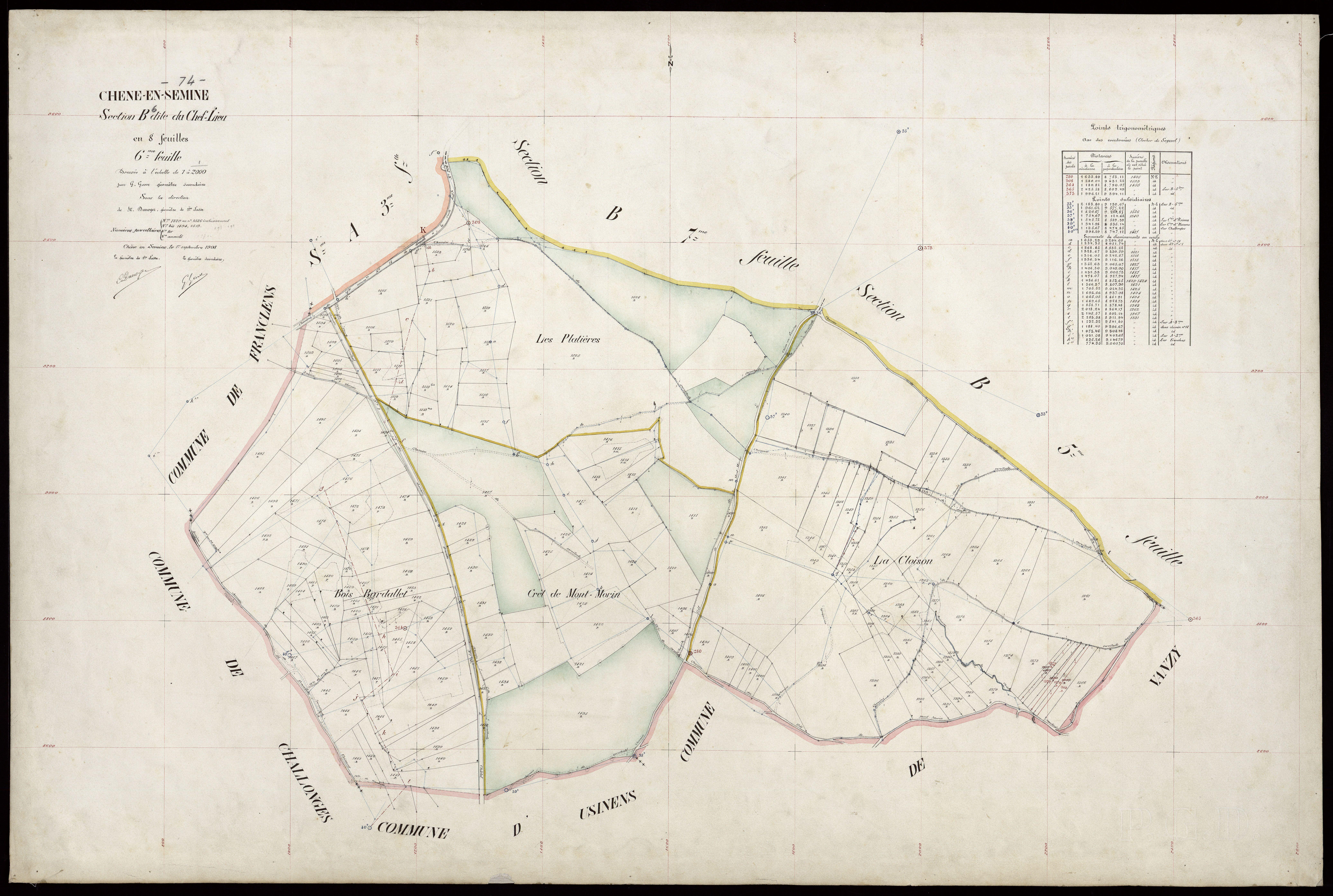 3 P 3 3440 - Feuille n° 7, parcelles n° 127 à 1737 - 1er septembre 1908