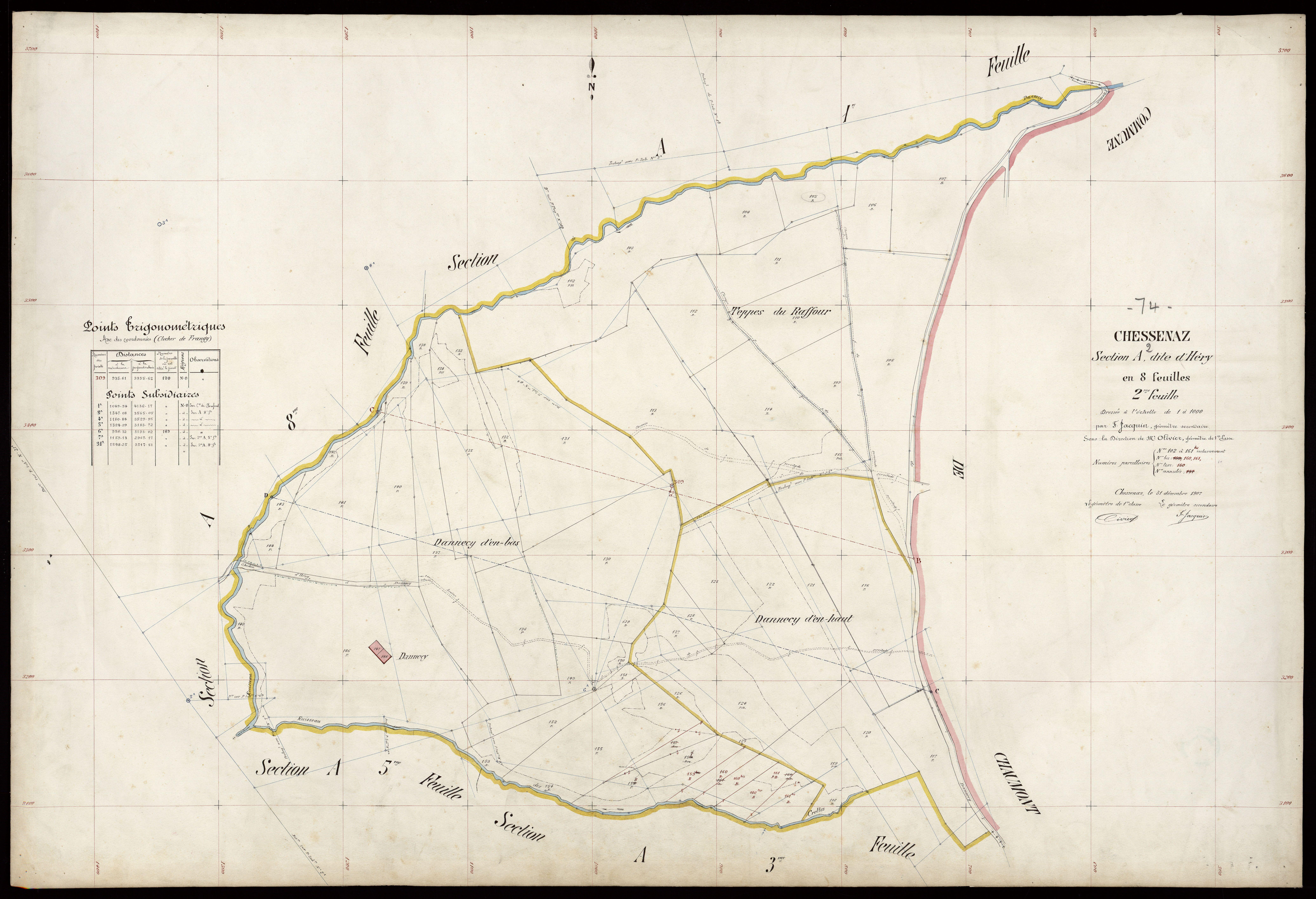 3 P 3 3493 - Feuille n° 3, parcelles n° 162 à 266 - 31 décembre 1907