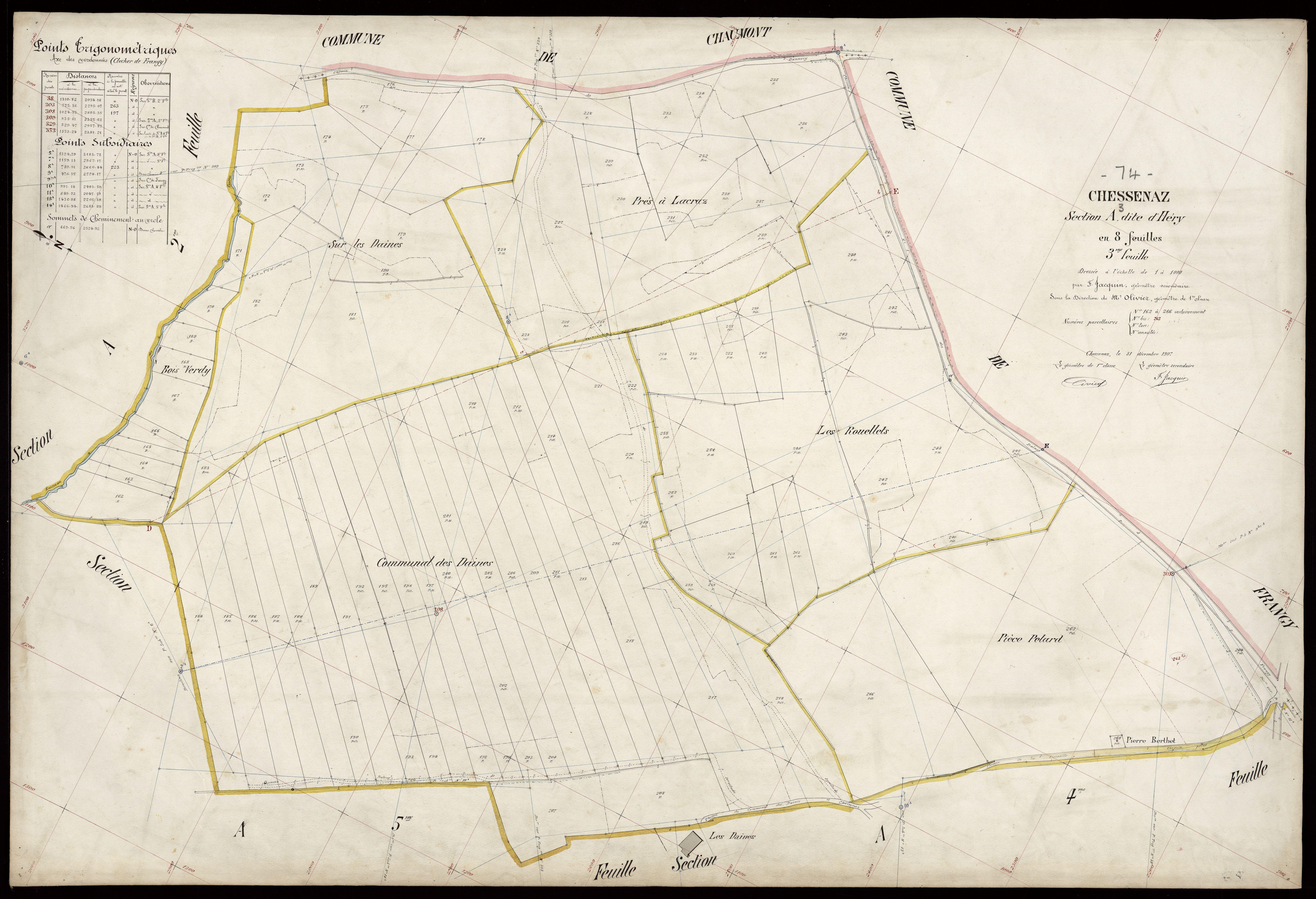 3 P 3 3494 - Feuille n° 4, parcelles n° 267 à 407 - 31 décembre 1907