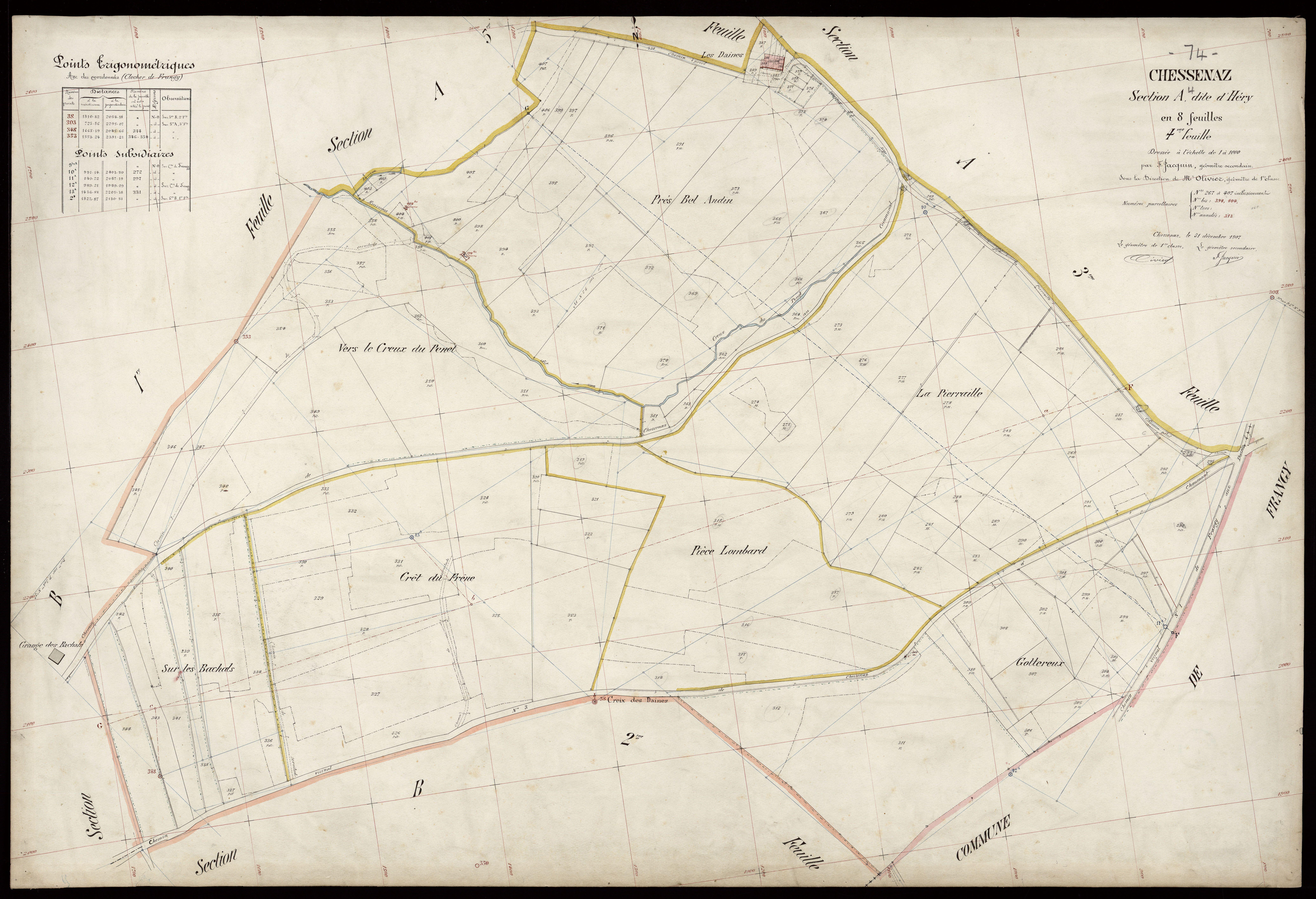 3 P 3 3495 - Feuille n° , parcelles n° 408 à 63 - 31 décembre 1907