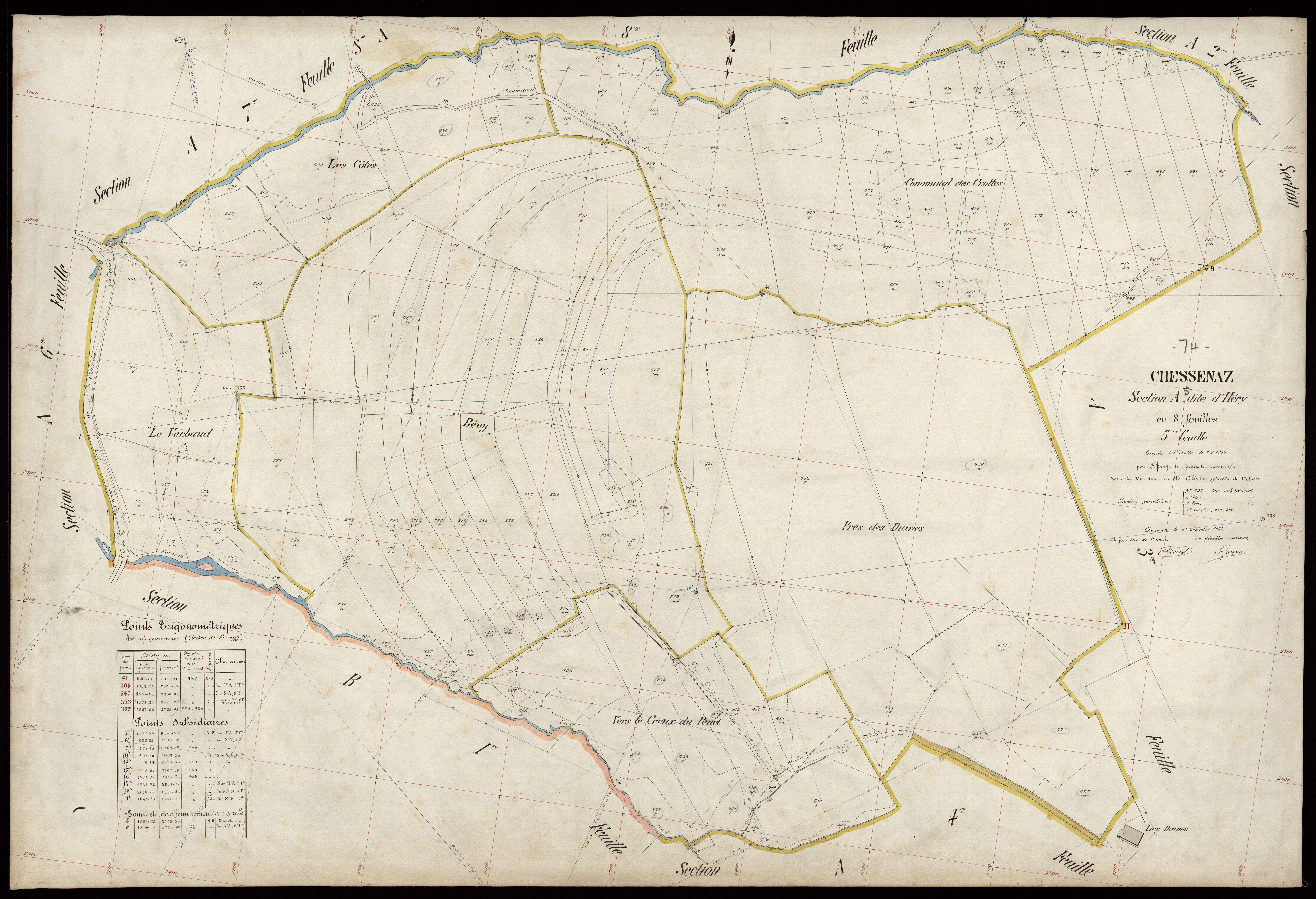 3 P 3 3496 - Feuille n° 6, parcelles n° 64 à 832 - 31 décembre 1907