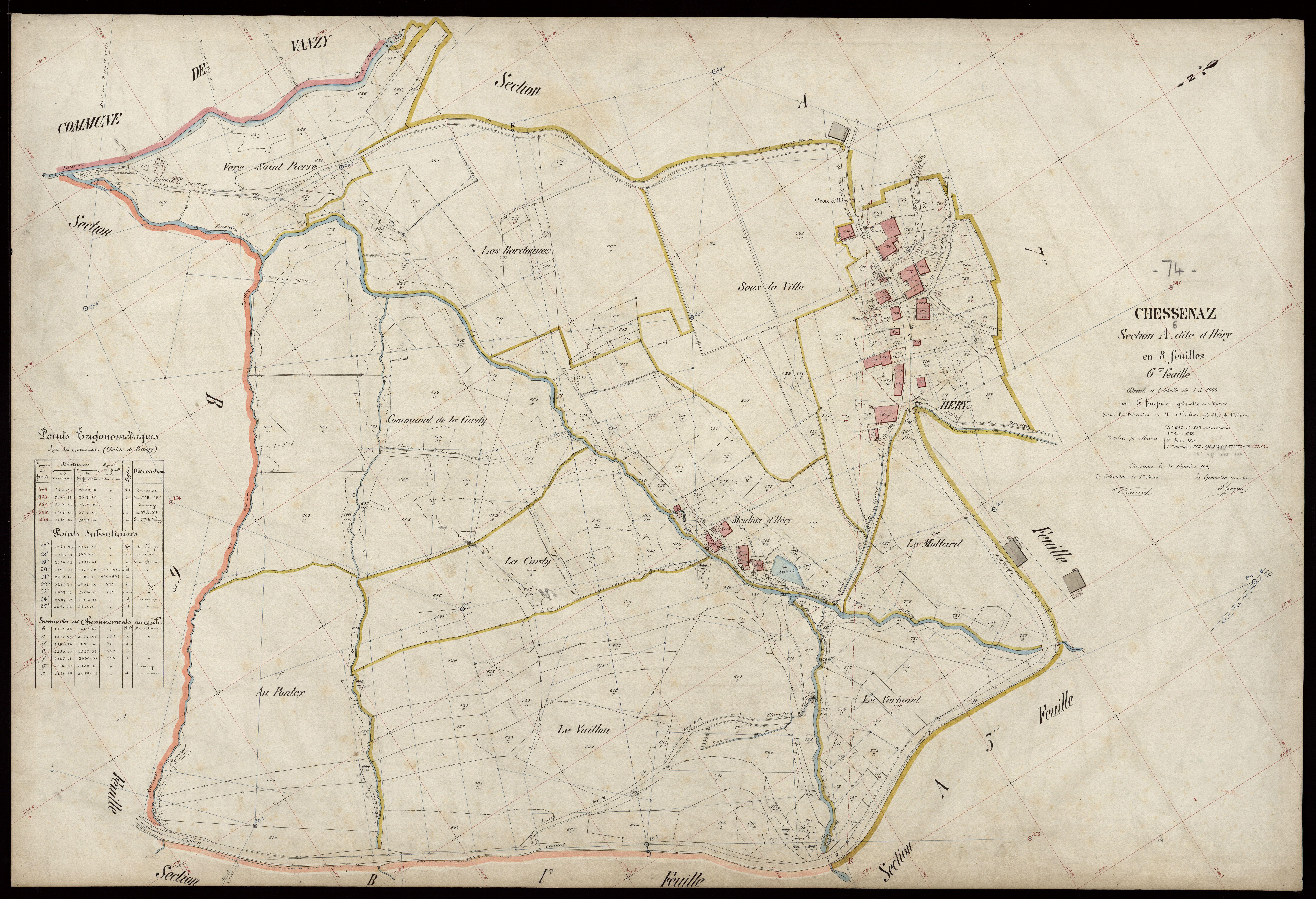 3 P 3 3497 - Feuille n° 7, parcelles n° 833 à 1088 - 31 décembre 1907