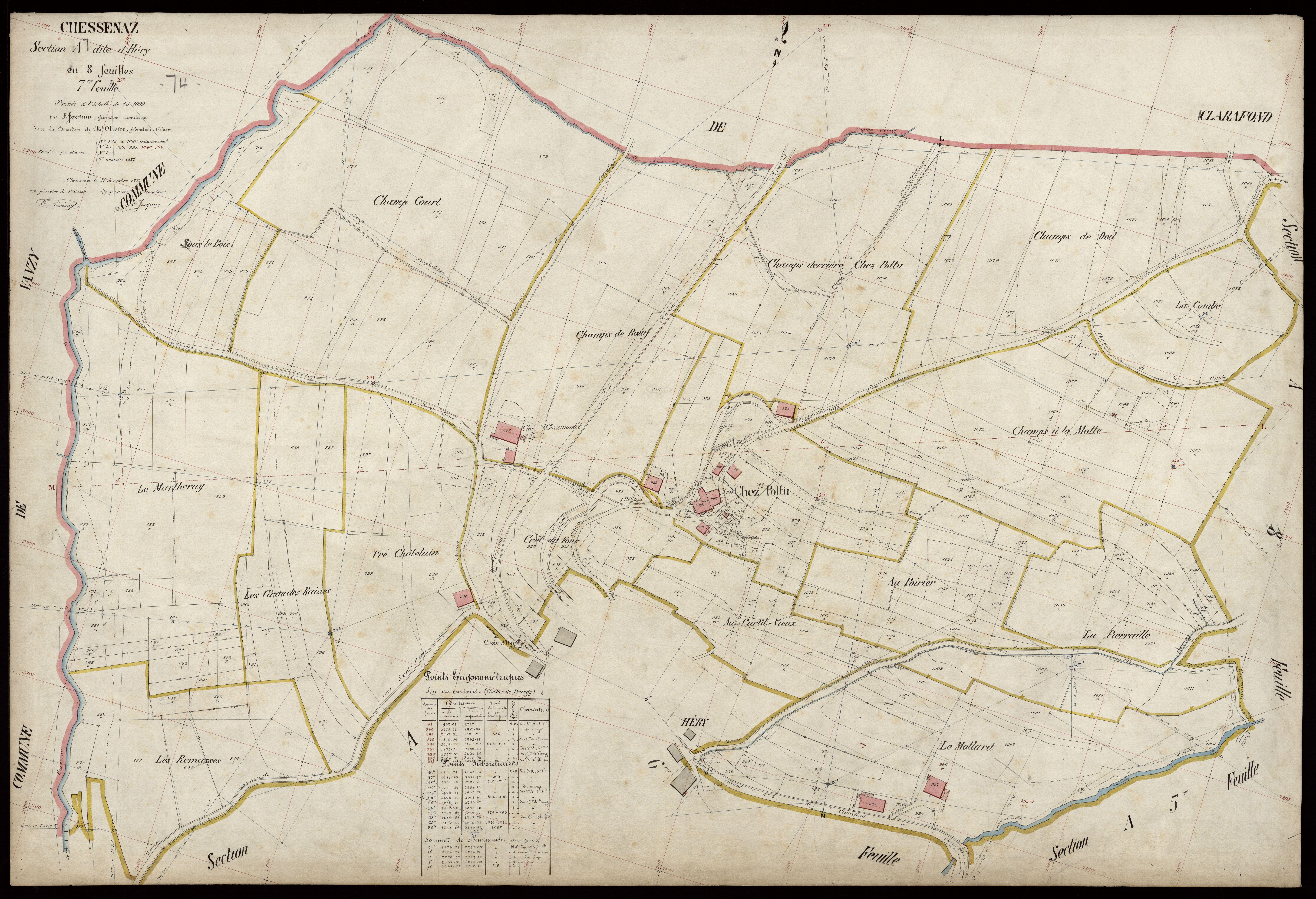 3 P 3 3498 - Feuille n° 8, parcelles n° 1089 à 1309 - 31 décembre 1907