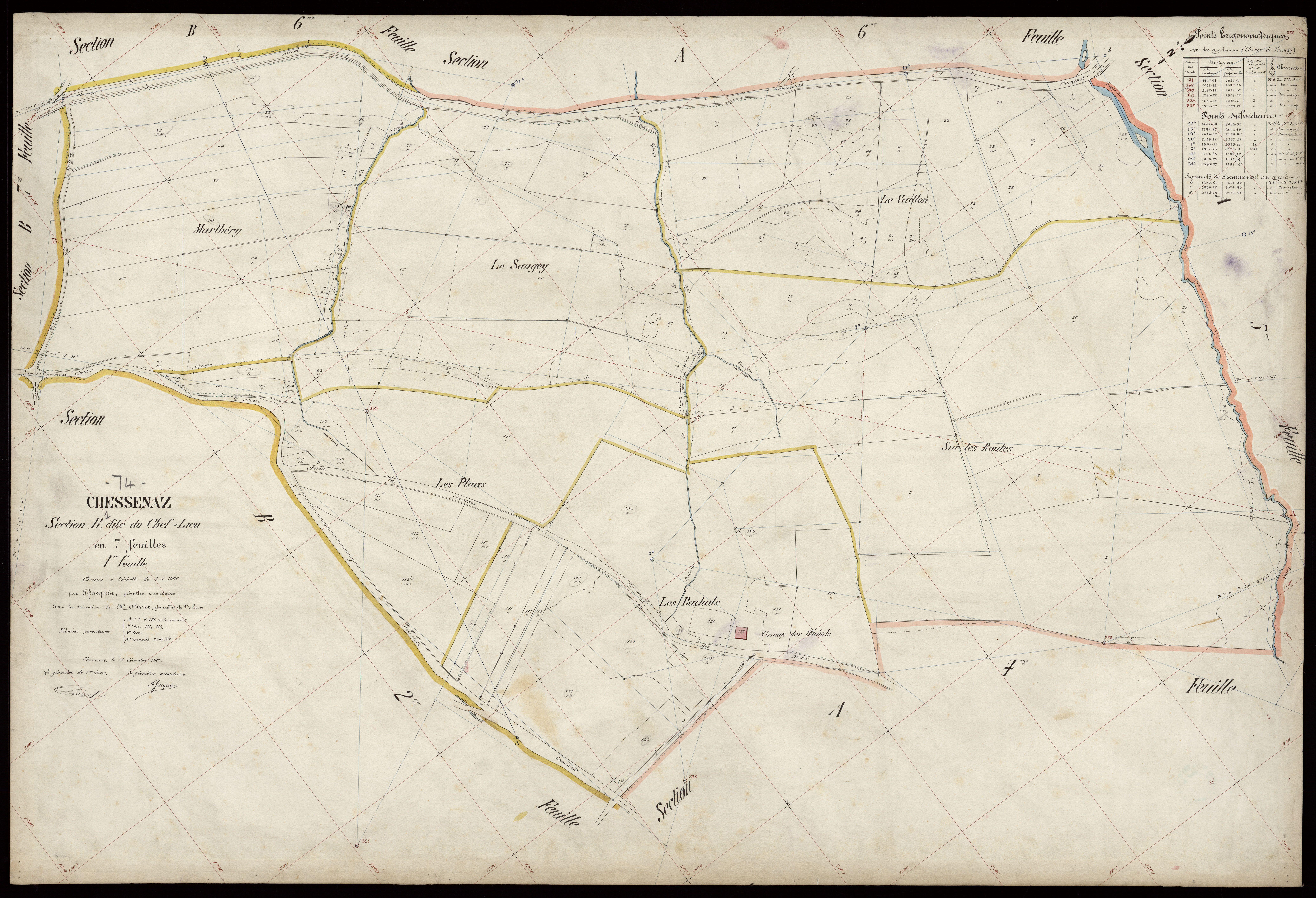 3 P 3 3500 - Feuille n° 2, parcelles n° 131 à 223 - 31 décembre 1907
