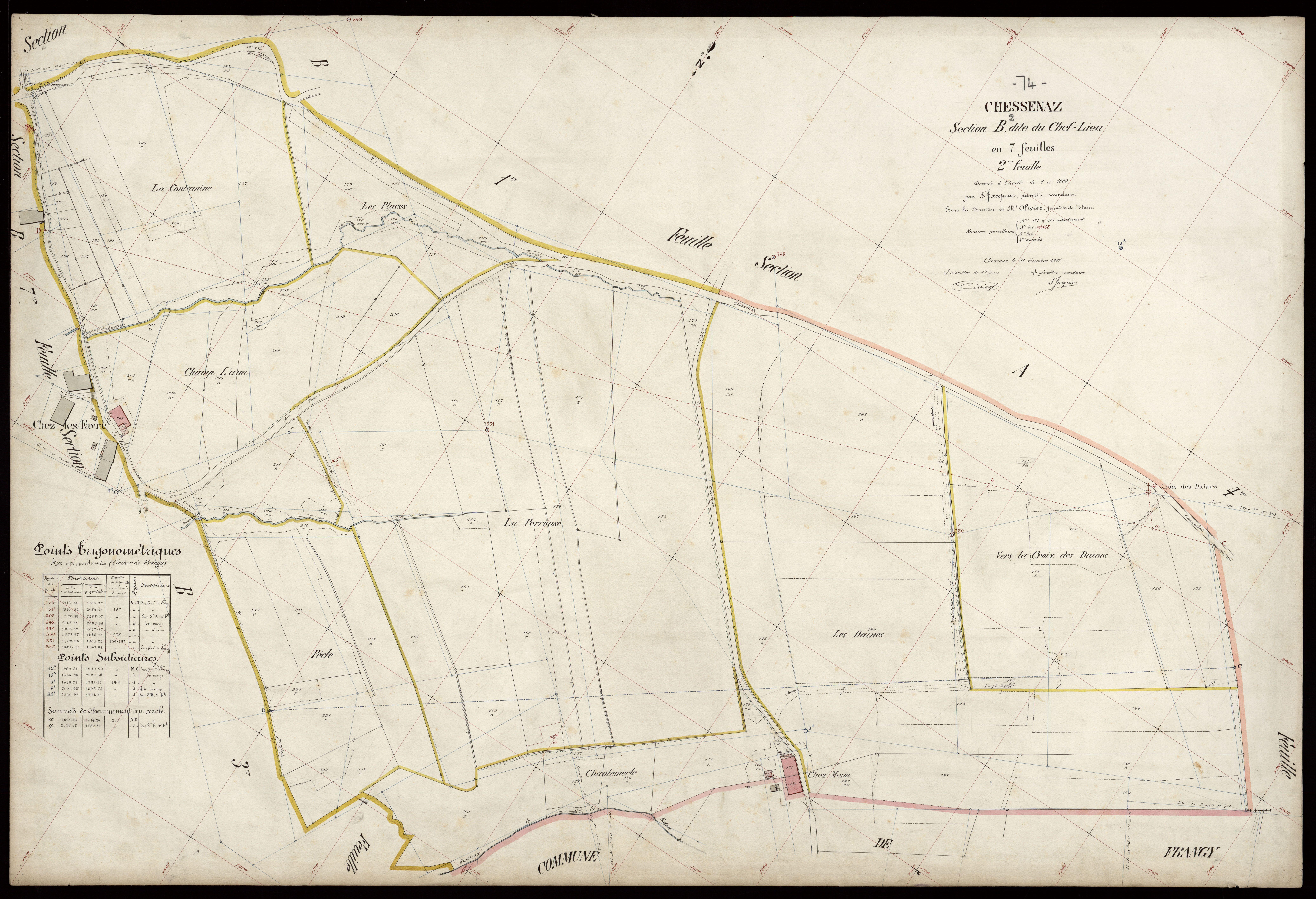 3 P 3 3501 - Feuille n° 3, parcelles n° 224 à 360 - 31 décembre 1907