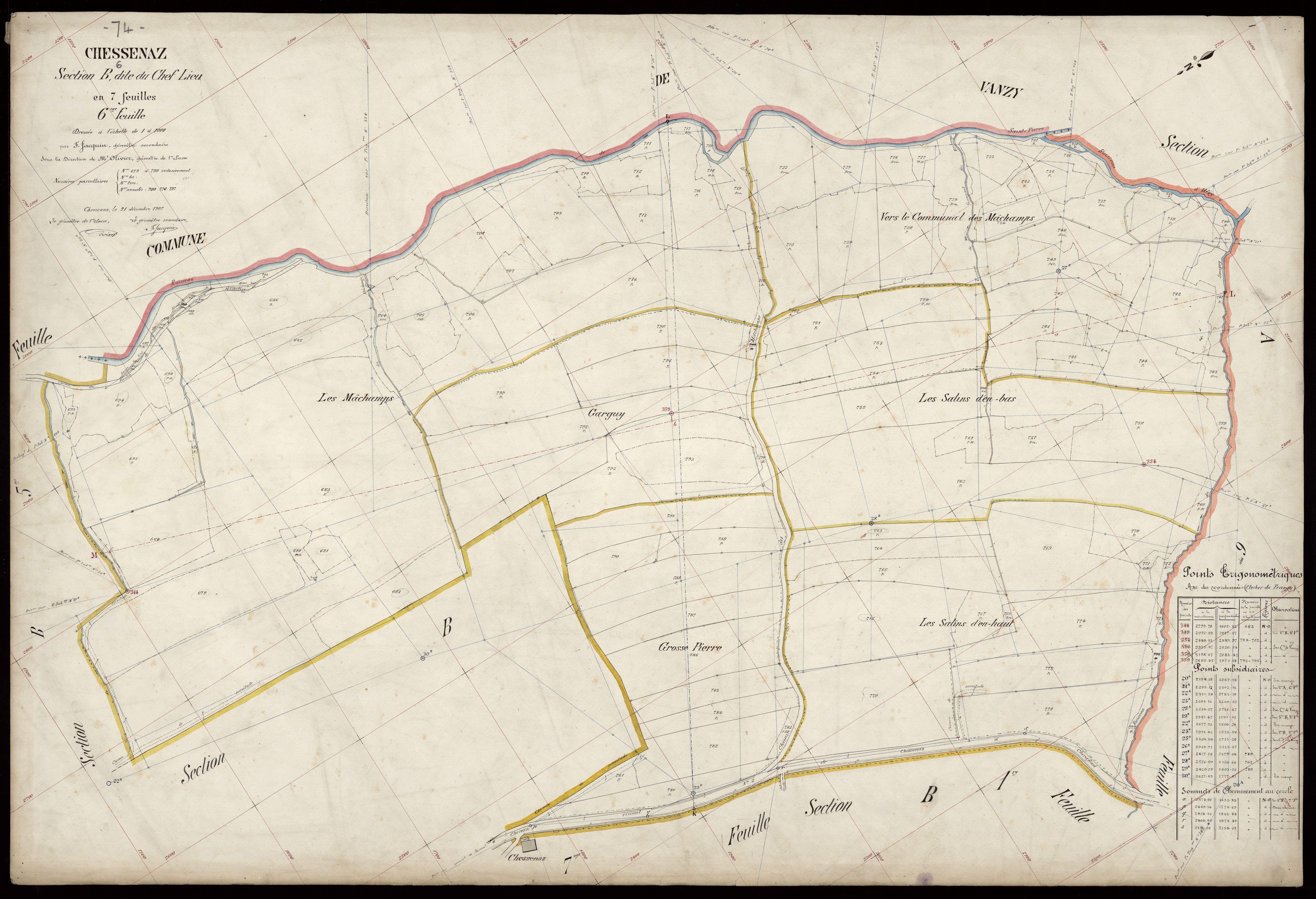 3 P 3 3505 - Feuille n° 7, parcelles n° 800 à 977 - 31 décembre 1907